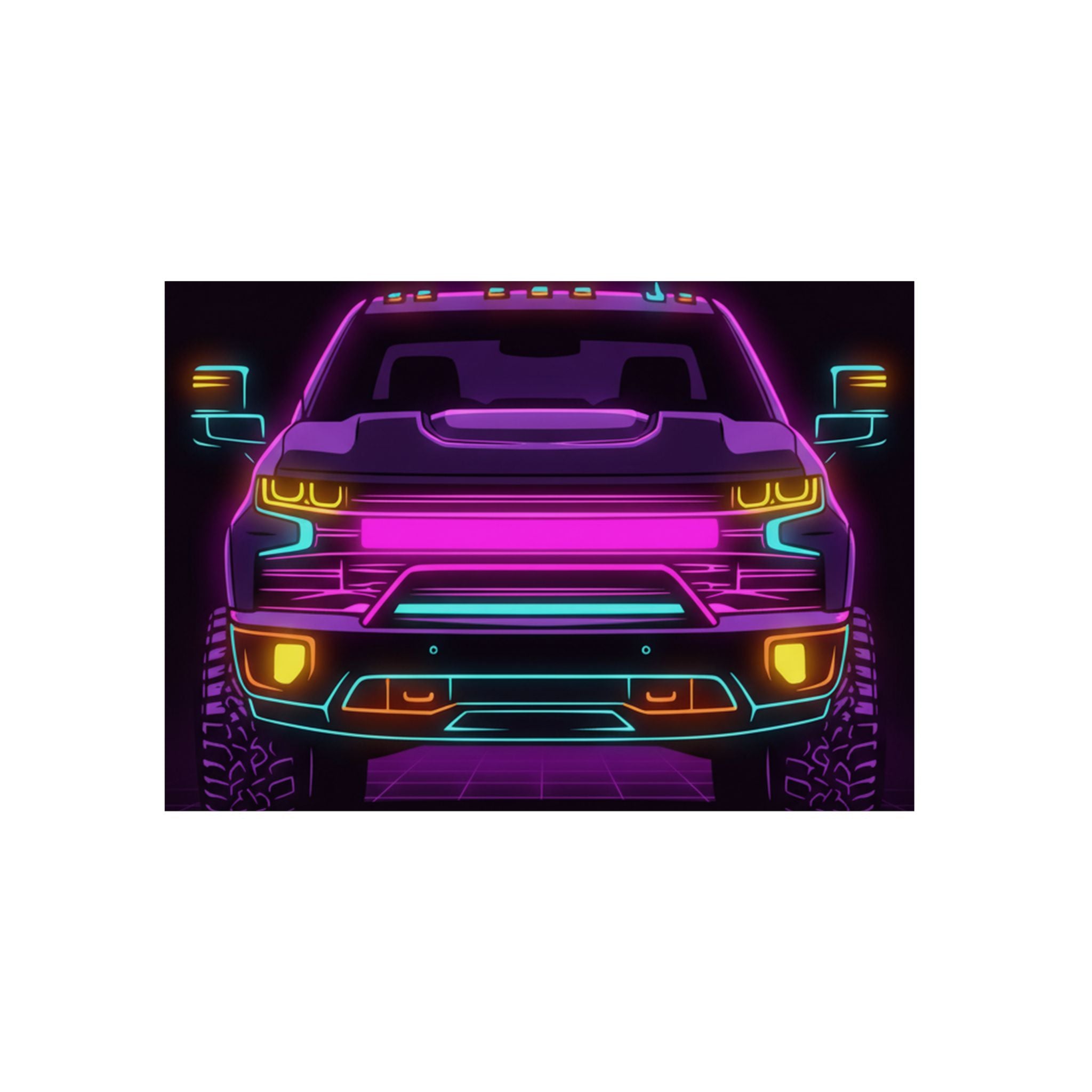 Chevy Silverado Trail Boss (2019+) Neon Synthwave Metal Wall Sign