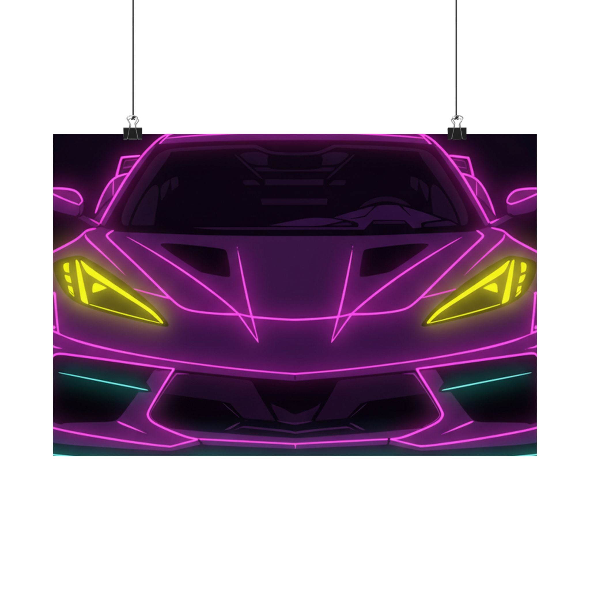 Corvette C8 (2020+) Neon Synthwave Poster