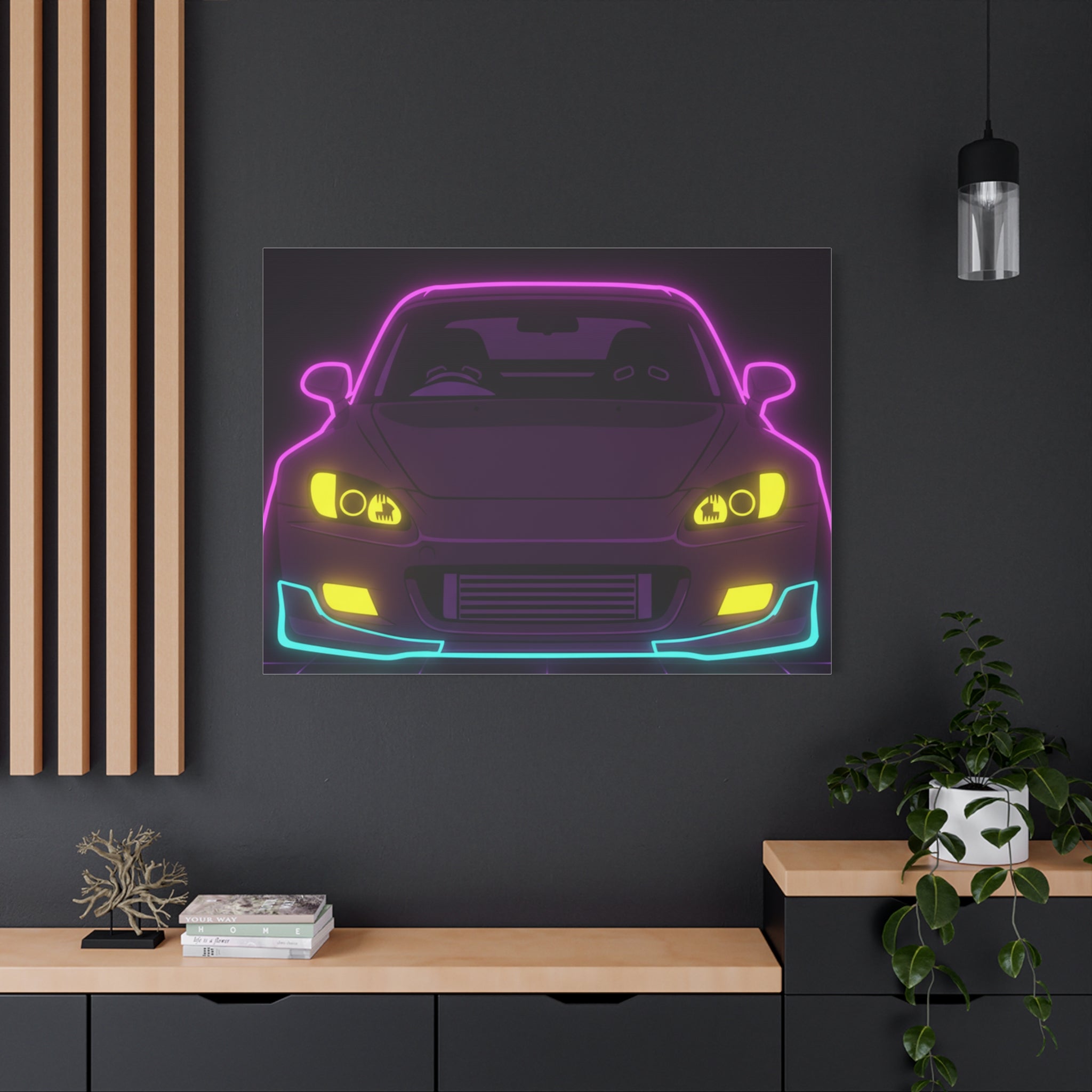 Honda S2000 (1999-09) Neon Synthwave Canvas Wall Art