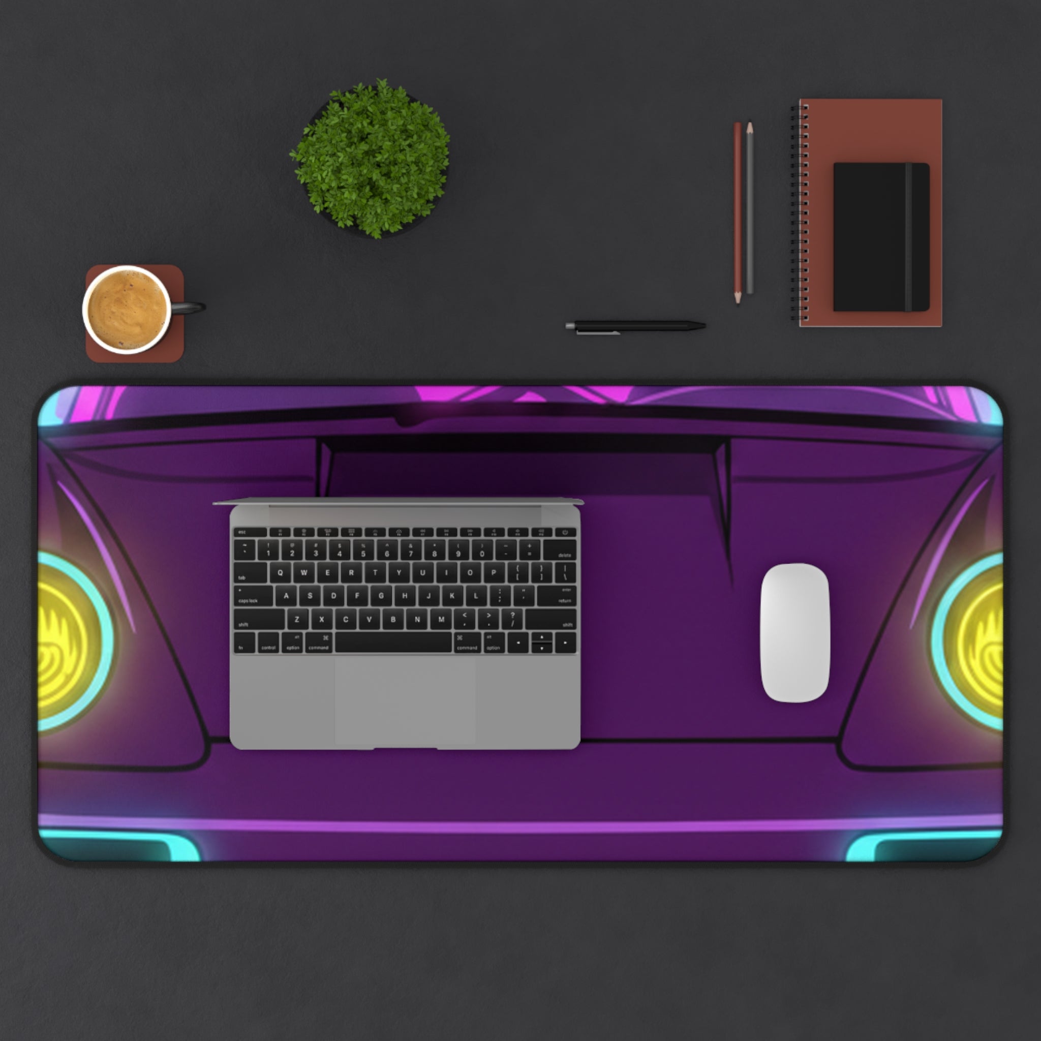 Porsche 964 Turbo Neon Synthwave Desk Mat