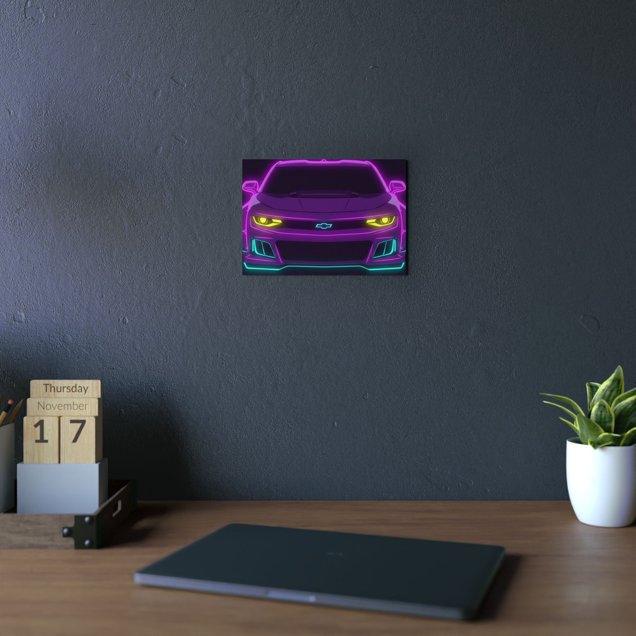 Chevrolet Camaro ZL1 Neon Synthwave Metal Wall Sign