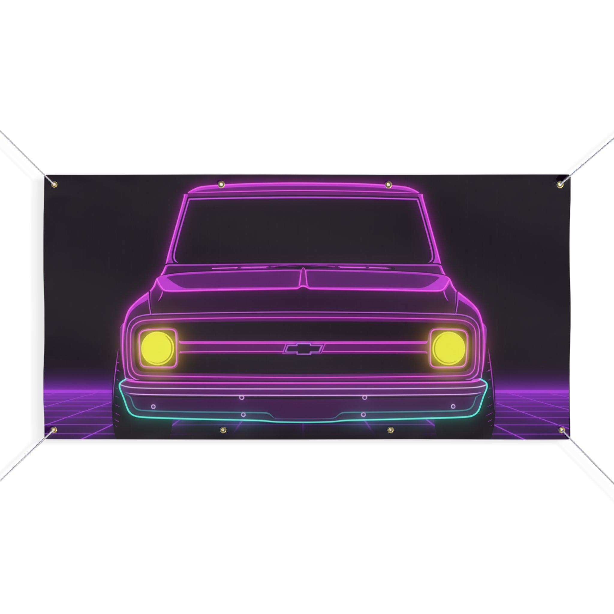 Chevy C10 Pickup (1967-72) Pro-Touring Neon Synthwave Banner