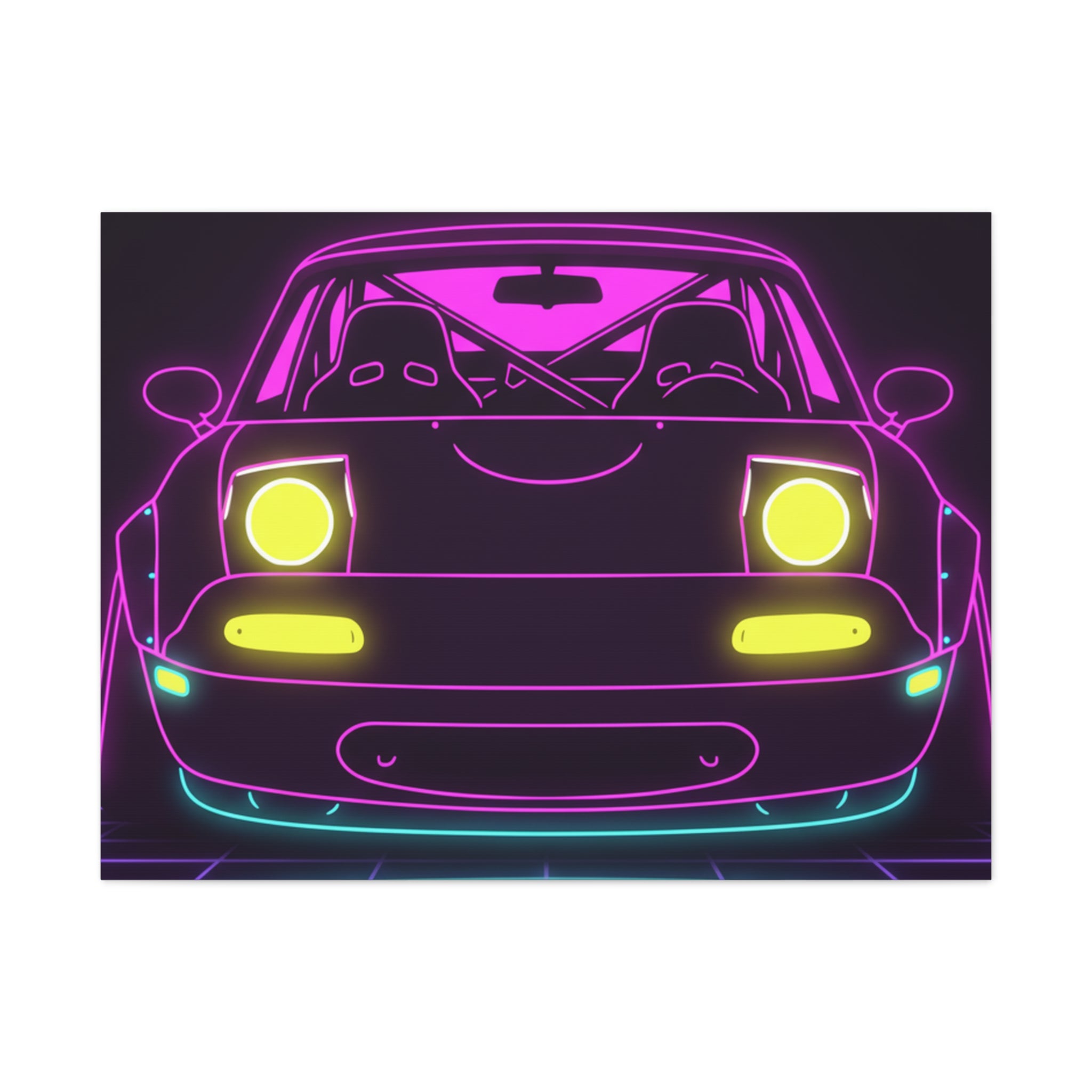 Mazda Miata NA (1989-97) Neon Synthwave Canvas Wall Art