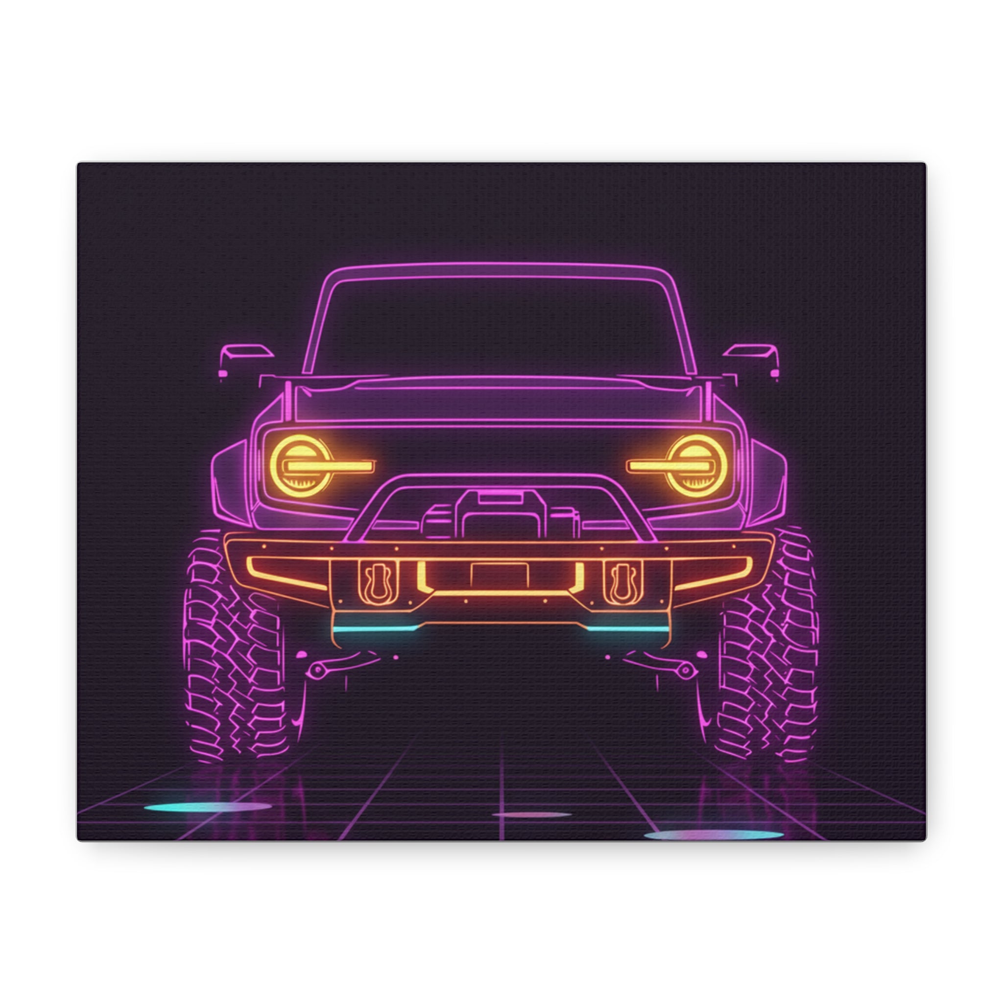 Ford Bronco (2021+) Neon Synthwave Canvas Wall Art