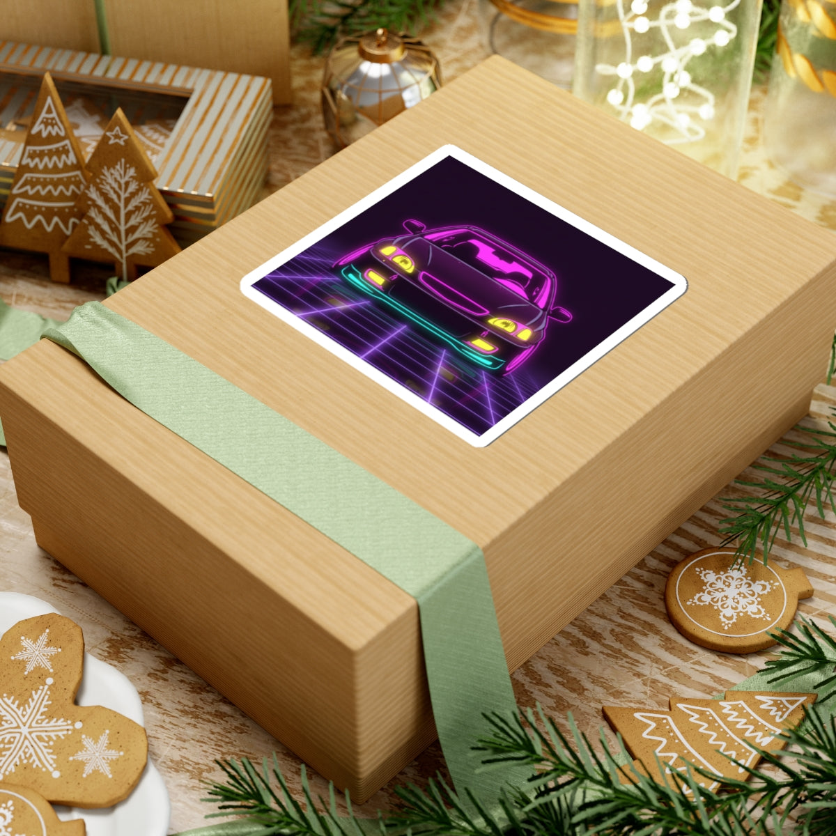 Honda Civic EK Hatch Neon Synthwave Sticker