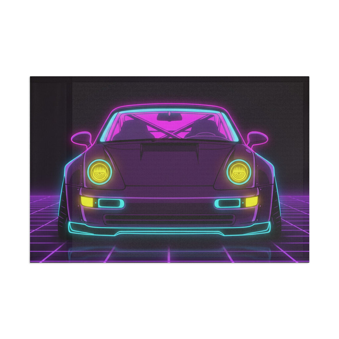 Porsche 964 Turbo Neon Synthwave Garage Flag