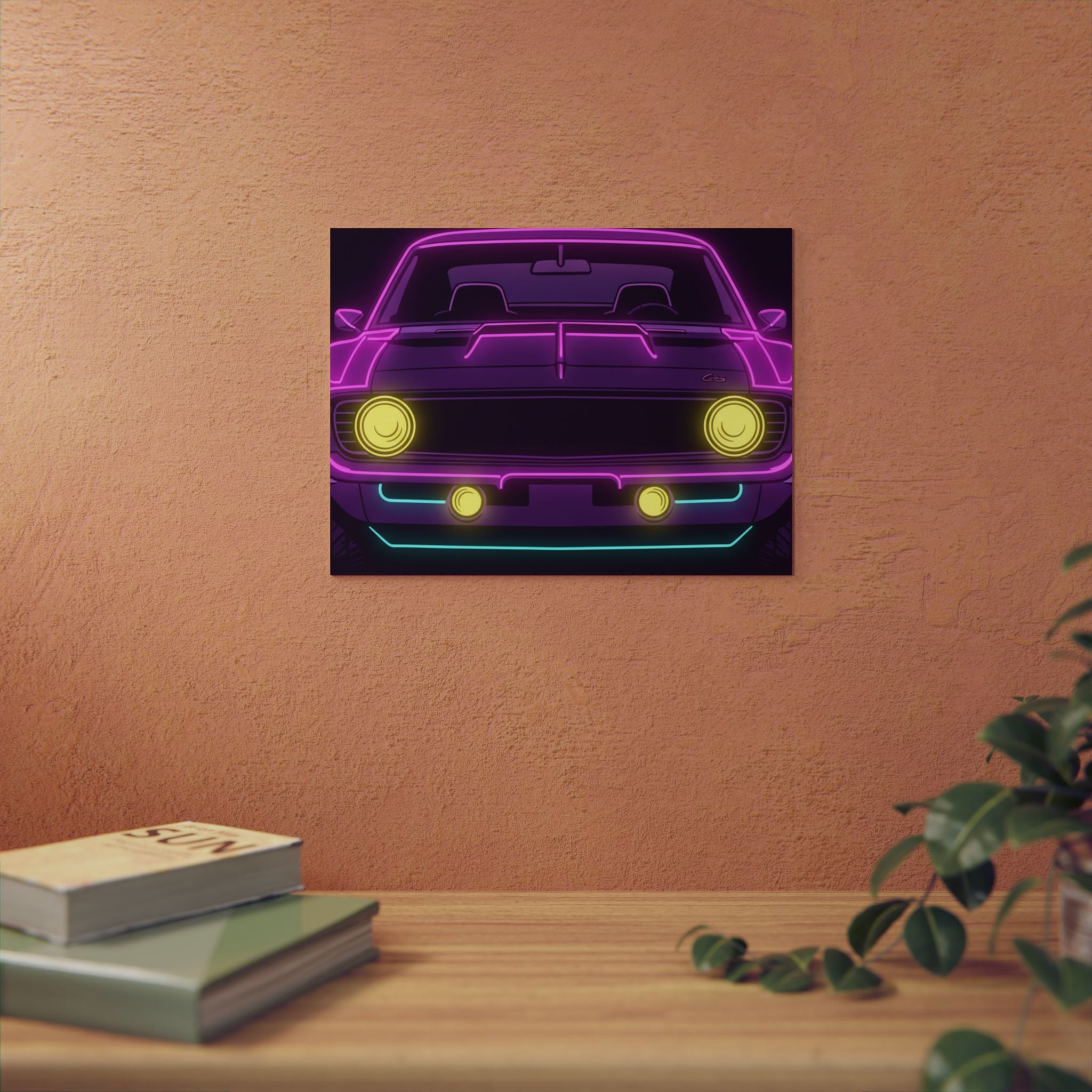 1969 Chevrolet Camaro SS Neon Synthwave Metal Wall Sign