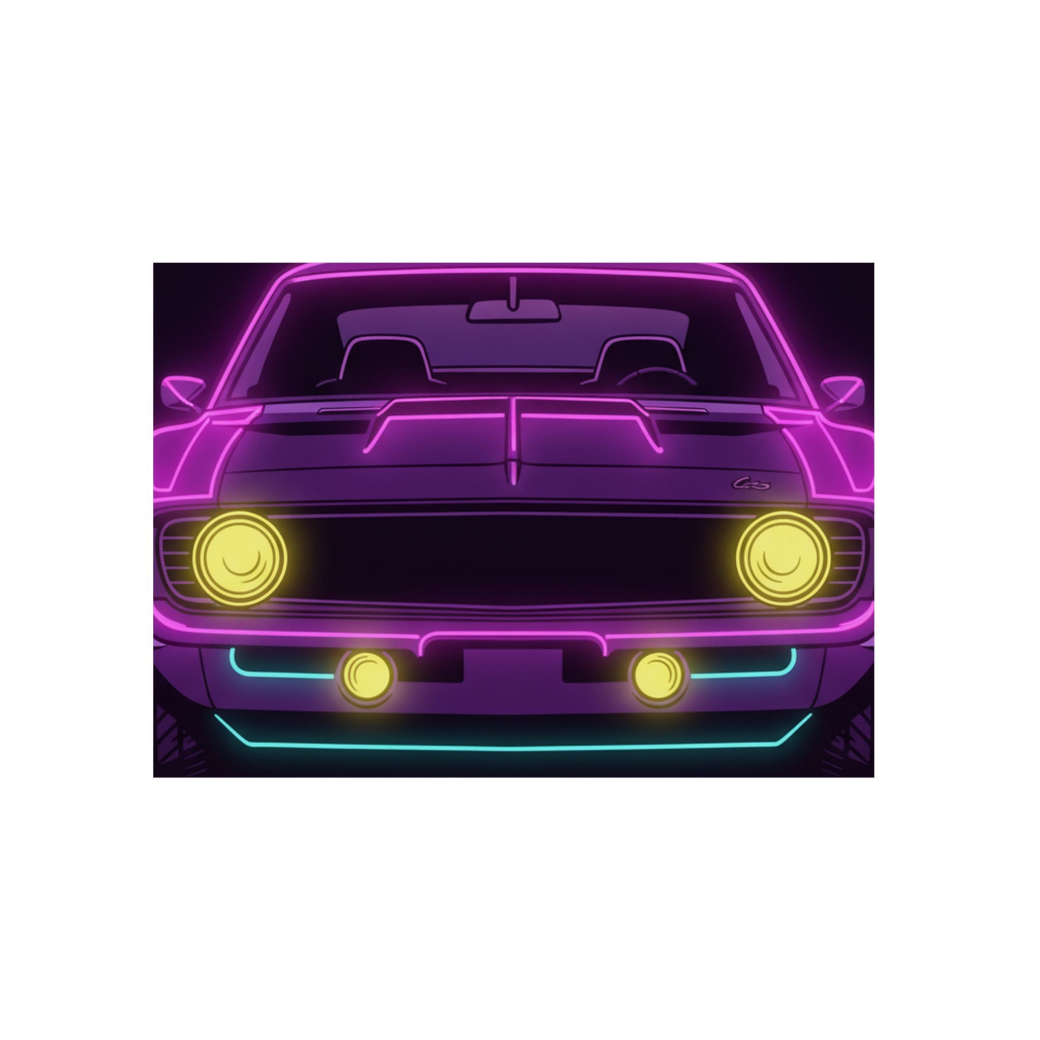 1969 Chevrolet Camaro SS Neon Synthwave Metal Wall Sign