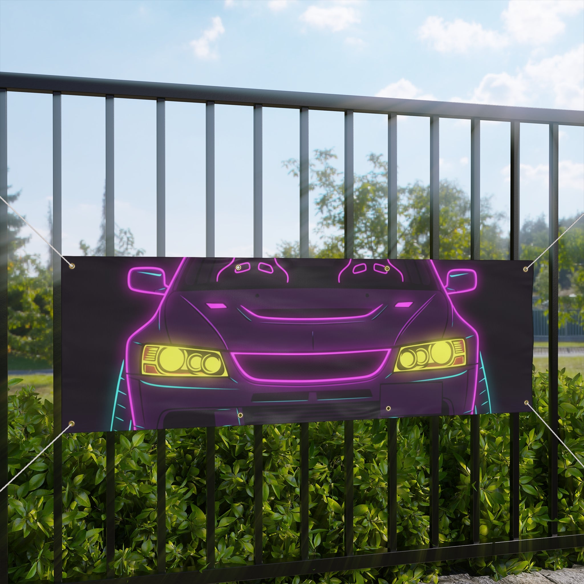 Mitsubishi Evo IX (2005-07) Neon Synthwave Banner