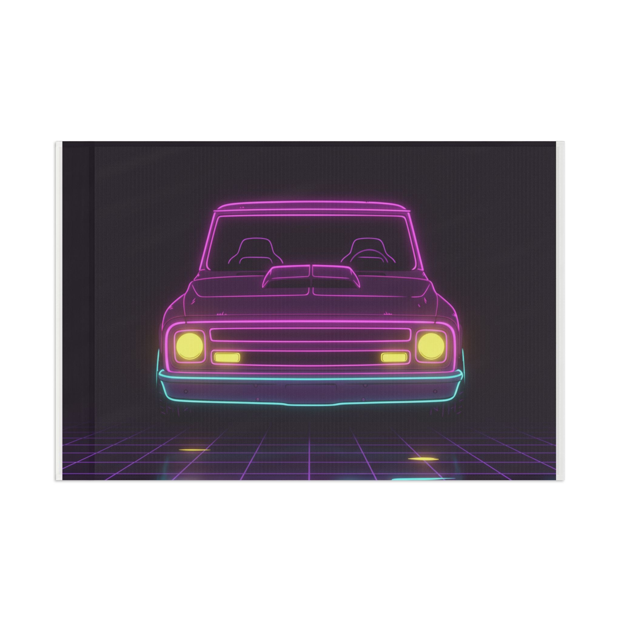 Chevy C10 Pickup (1967-72) Neon Synthwave Garage Flag