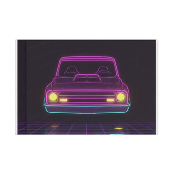 Chevy C10 Pickup (1967-72) Neon Synthwave Garage Flag
