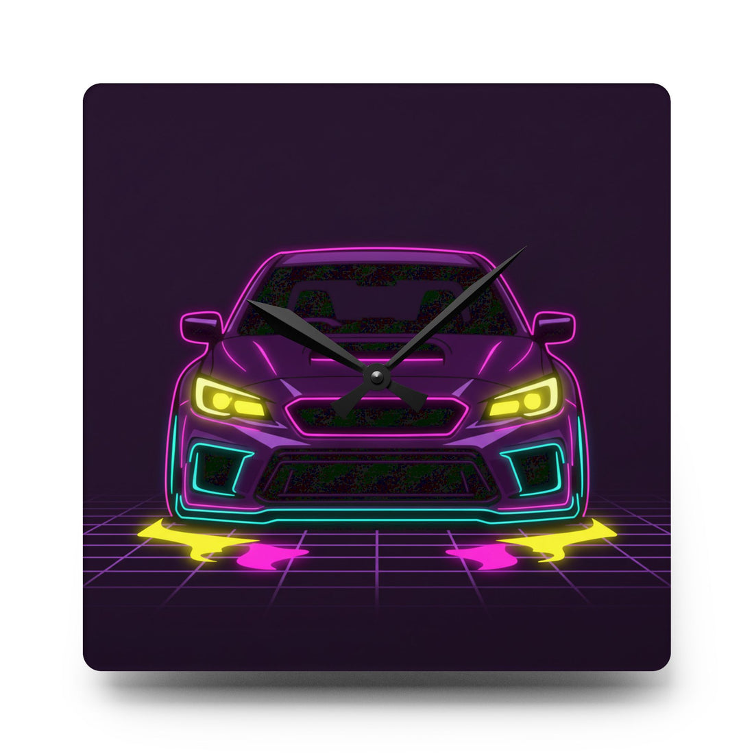 Subaru WRX STI Neon Synthwave Wall Clock