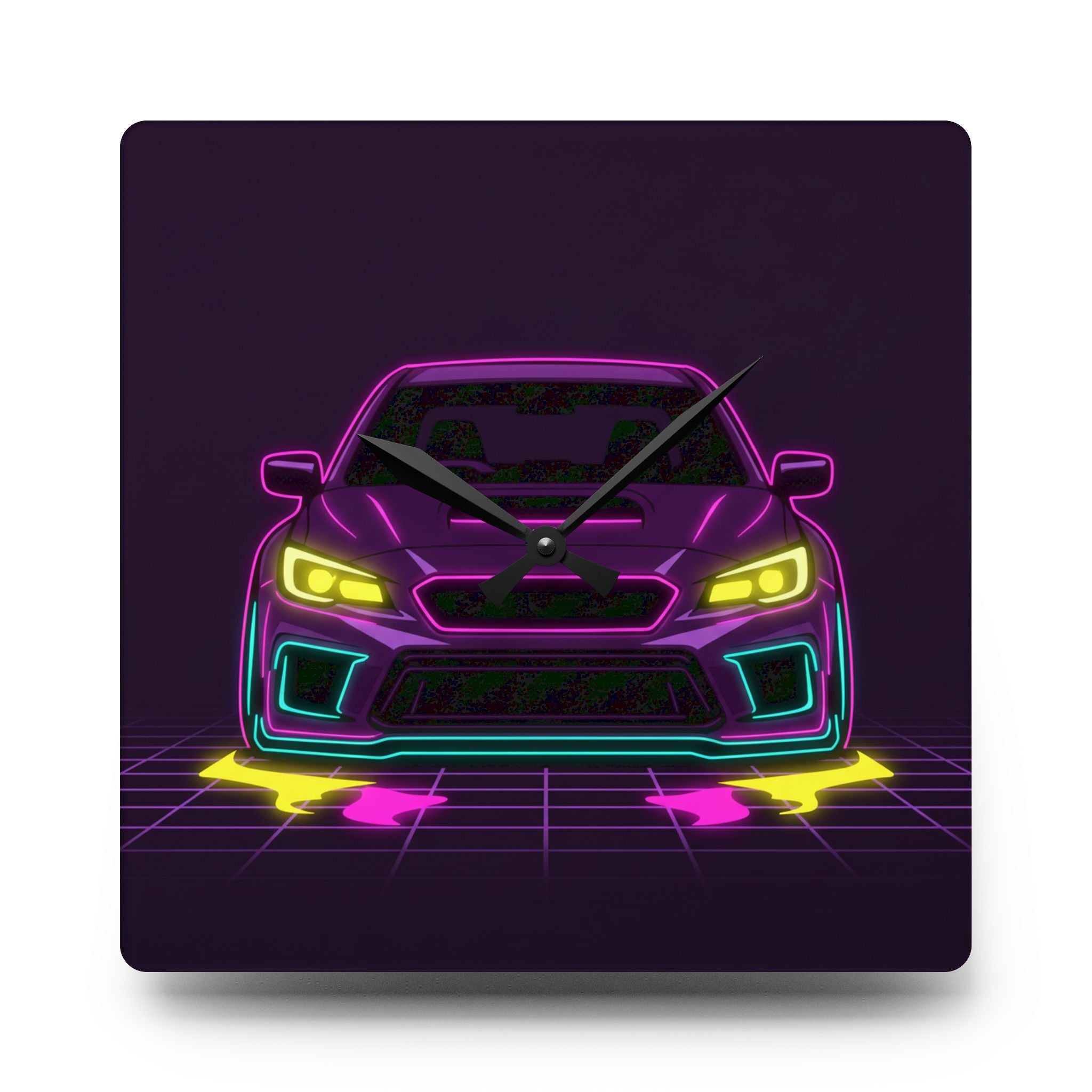 Subaru WRX STI Neon Synthwave Wall Clock