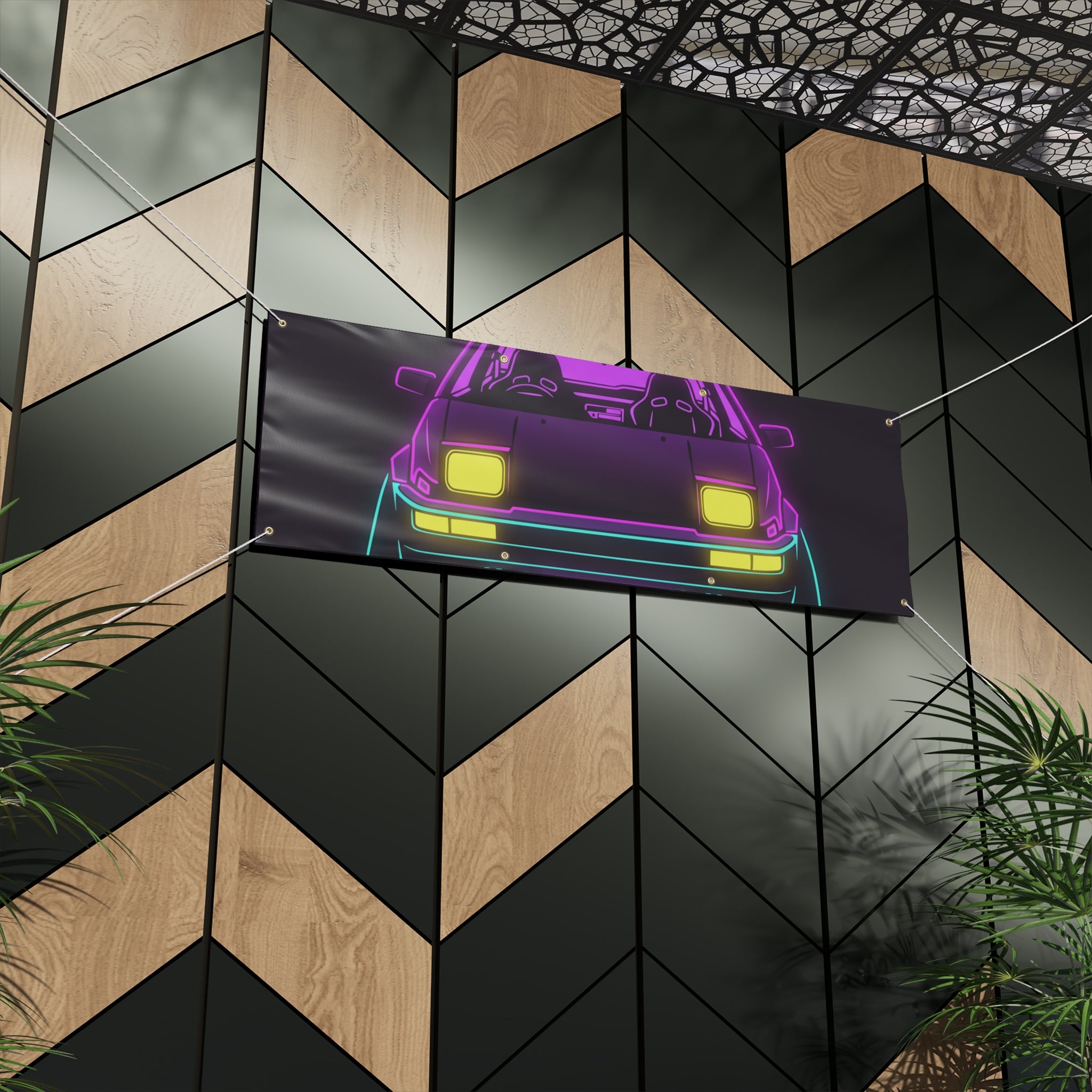 Toyota AE86 (1983-87) Neon Synthwave Banner