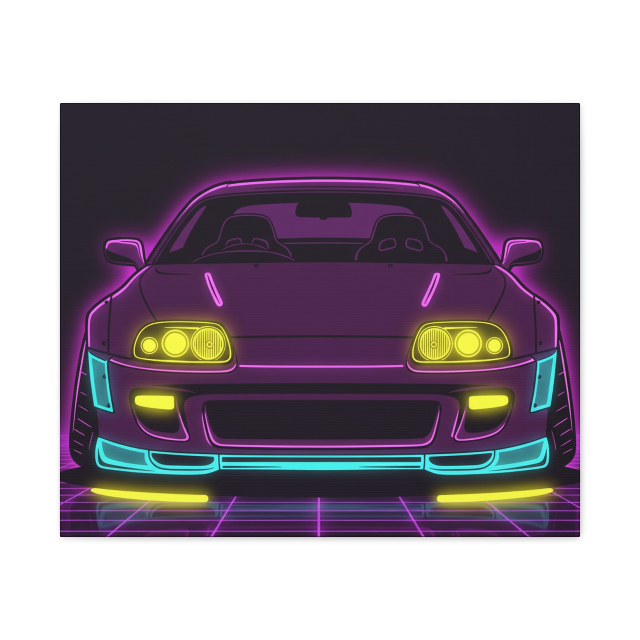 Toyota Supra MK4 Neon Synthwave Canvas Wall Art