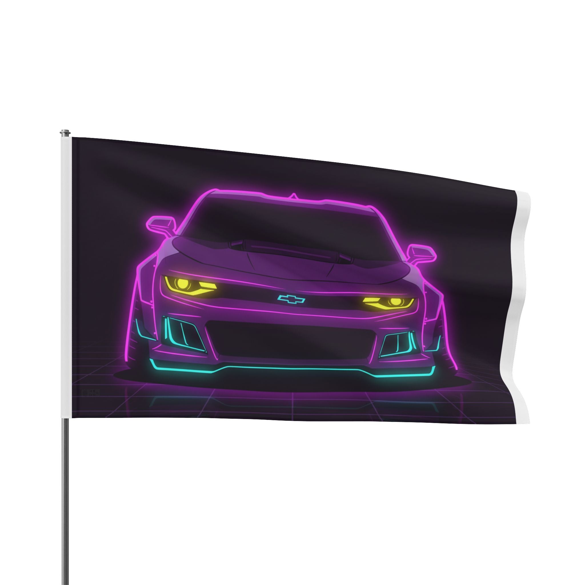 Chevrolet Camaro ZL1 Neon Synthwave Garage Flag