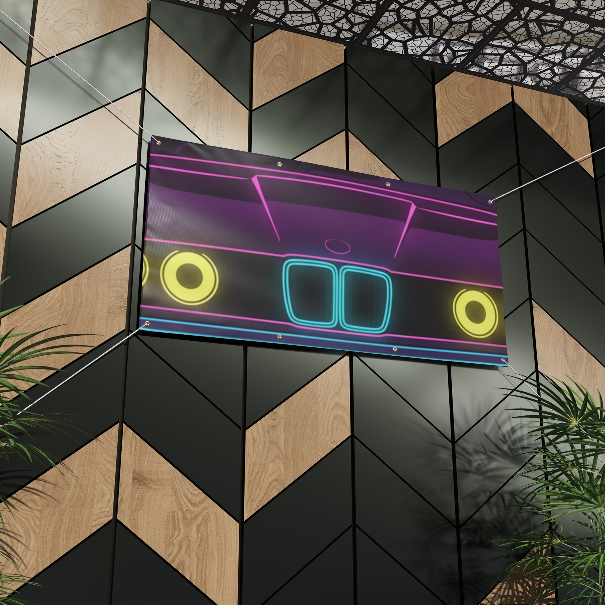 BMW E30 Neon Synthwave Banner
