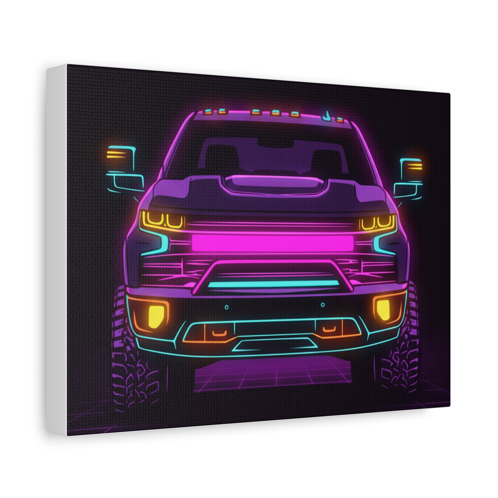 Chevy Silverado Trail Boss (2019+) Neon Synthwave Canvas Wall Art
