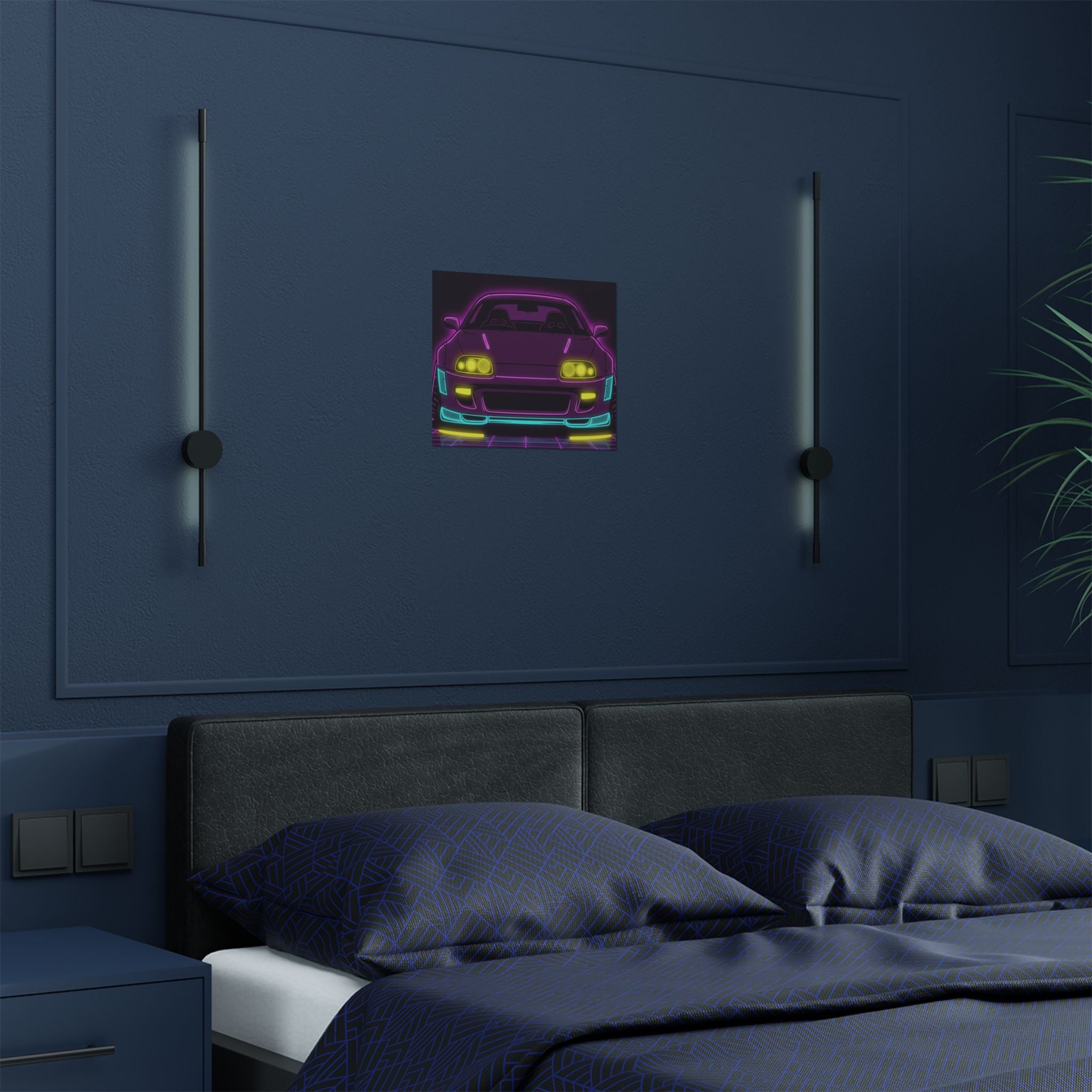 Toyota Supra MK4 Neon Synthwave Poster