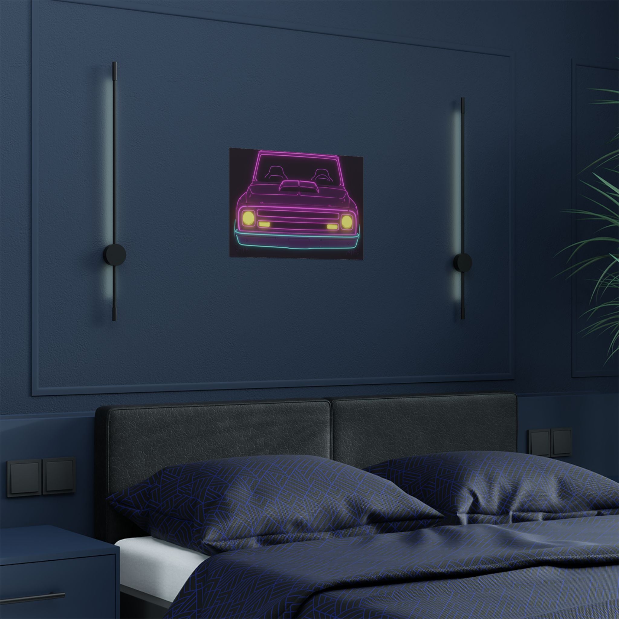Chevy C10 Pickup (1967-72) Neon Synthwave Poster