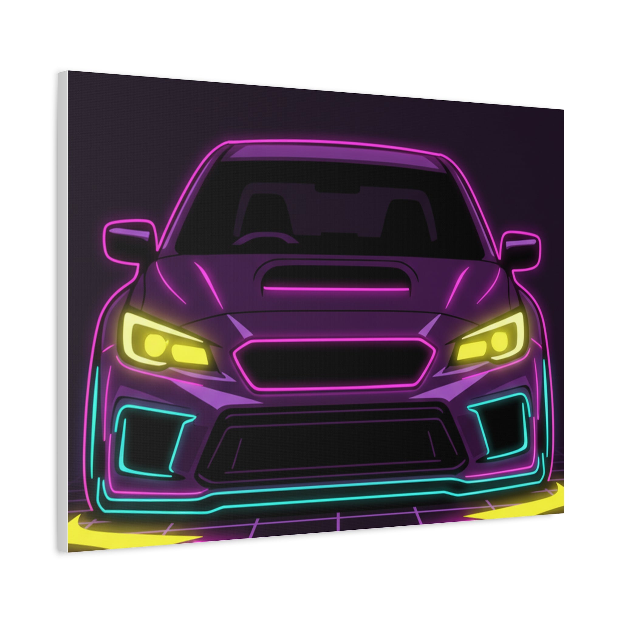 Subaru WRX STI Neon Synthwave Canvas Wall Art