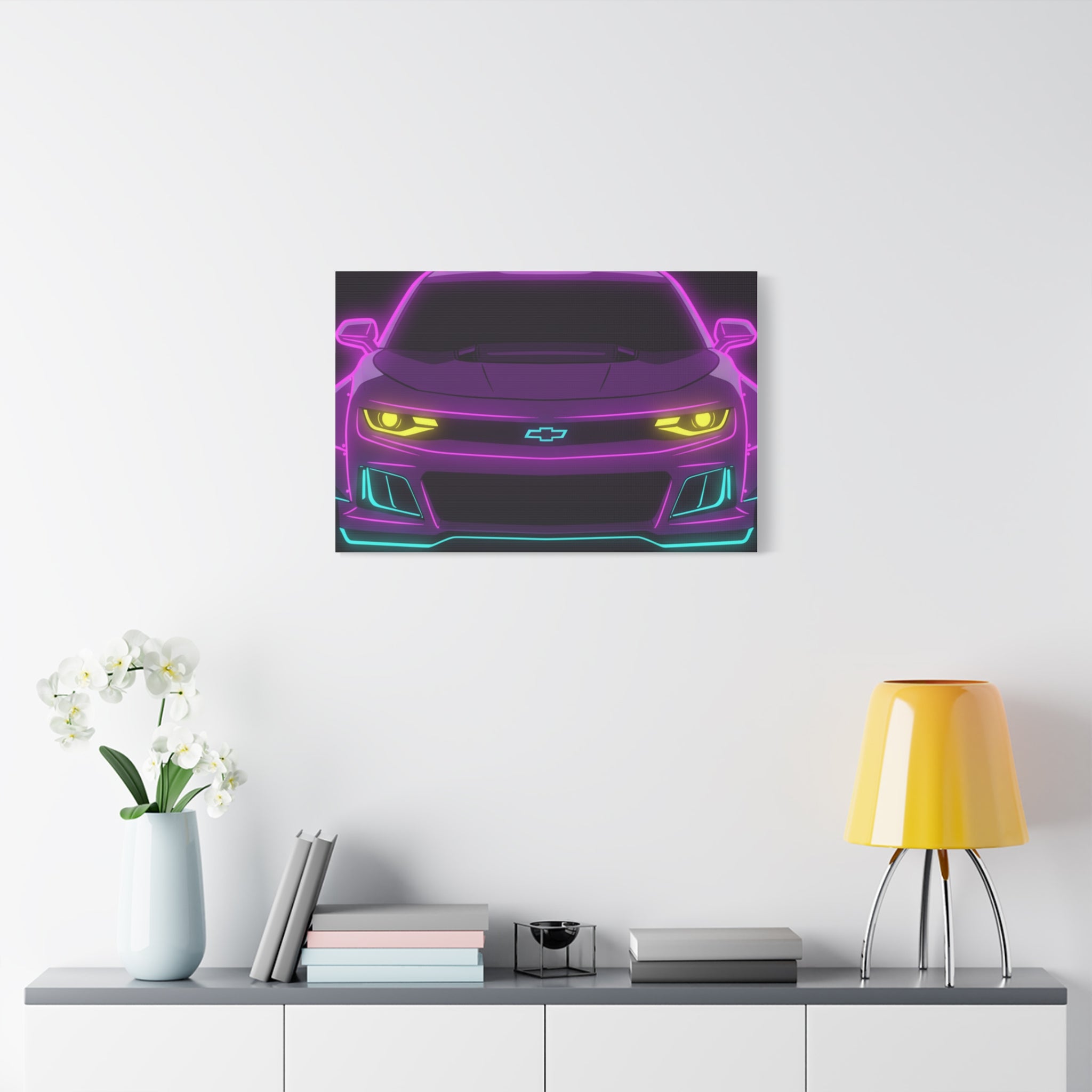 Chevrolet Camaro ZL1 Neon Synthwave Canvas Wall Art