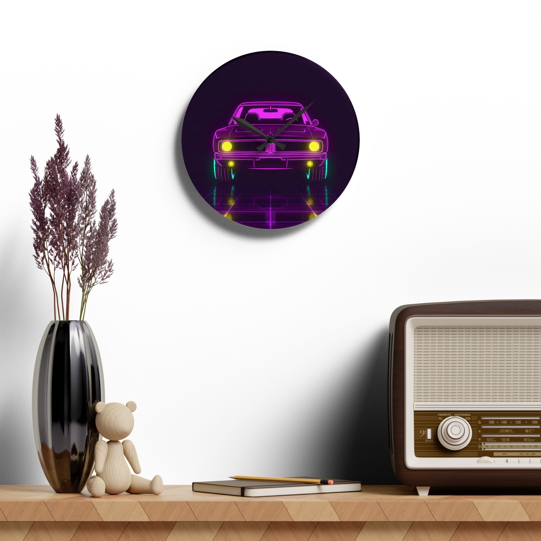 Dodge Charger R/T (1968-70) Resto-Mod Neon Synthwave Wall Clock