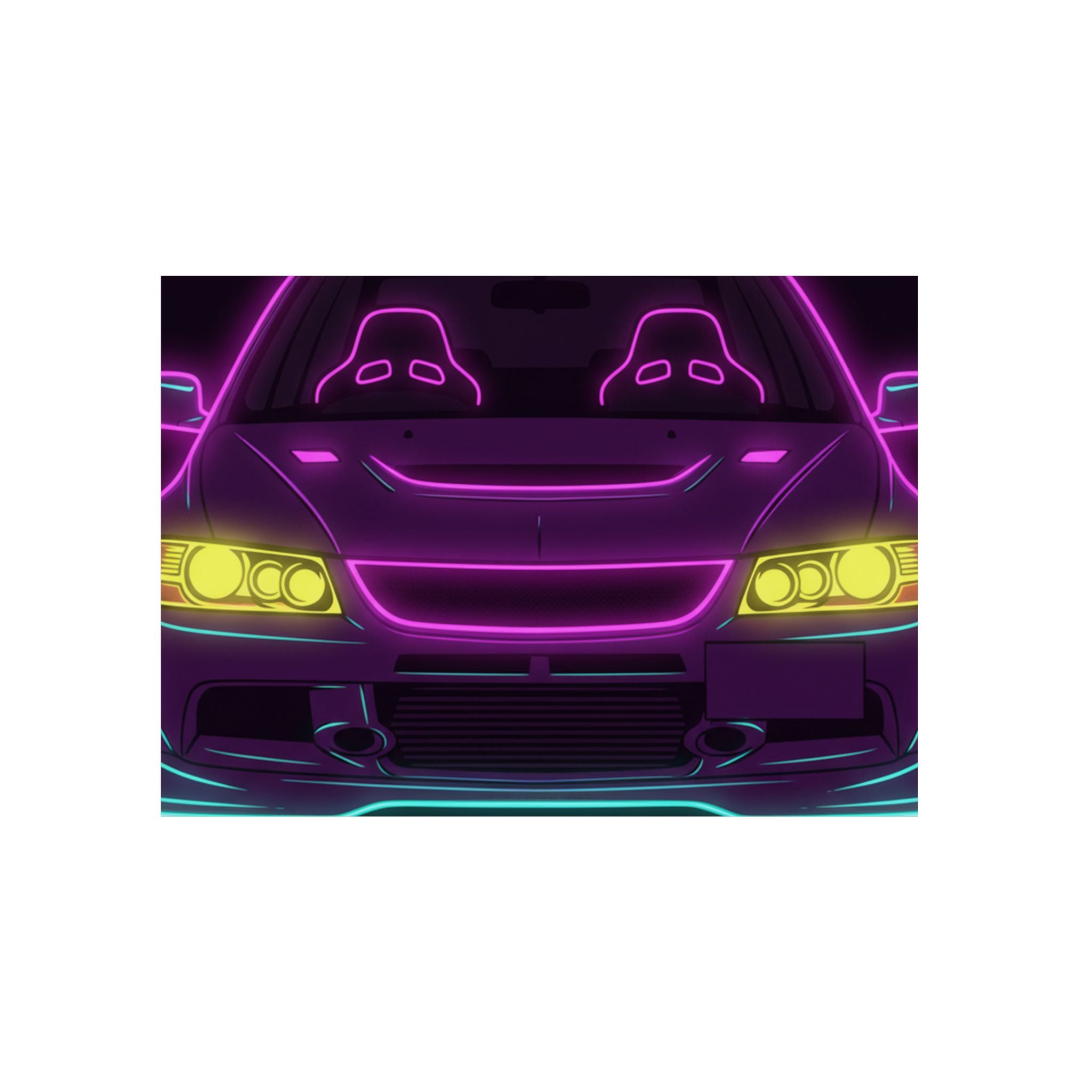 Mitsubishi Evo IX (2005-07) Neon Synthwave Metal Wall Sign
