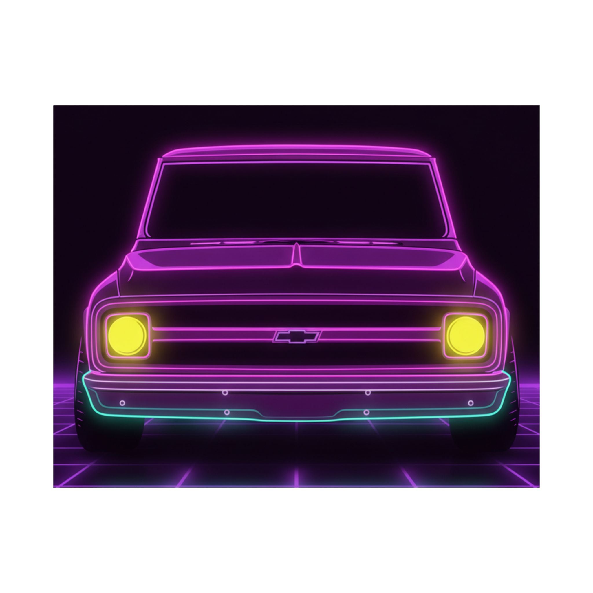 Chevy C10 Pickup (1967-72) Pro-Touring Neon Synthwave Poster