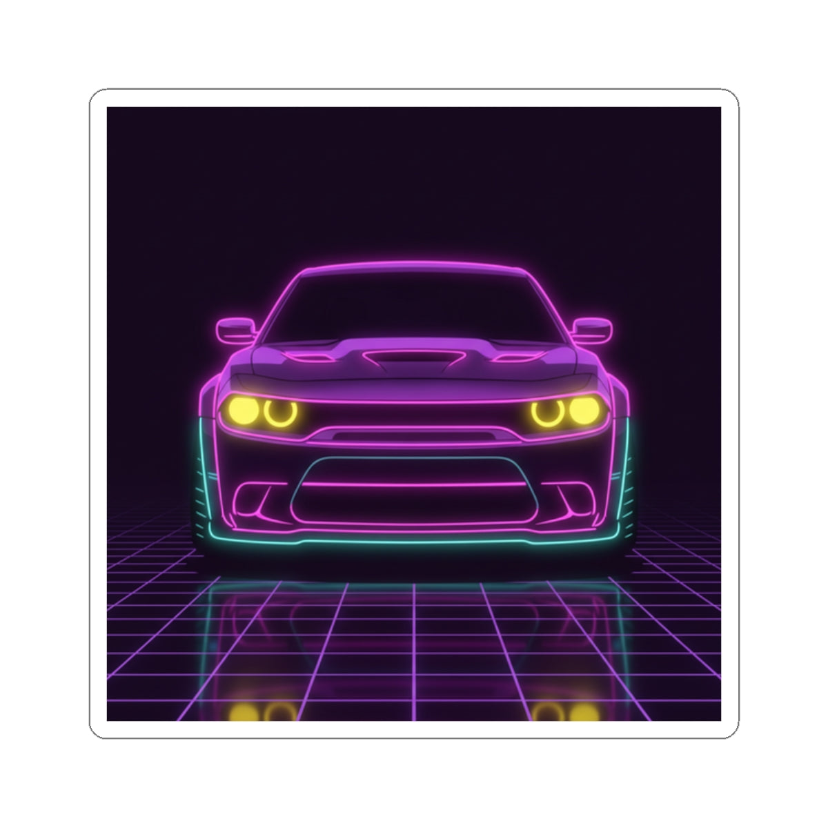 Dodge Challenger SRT Hellcat Neon Synthwave Sticker