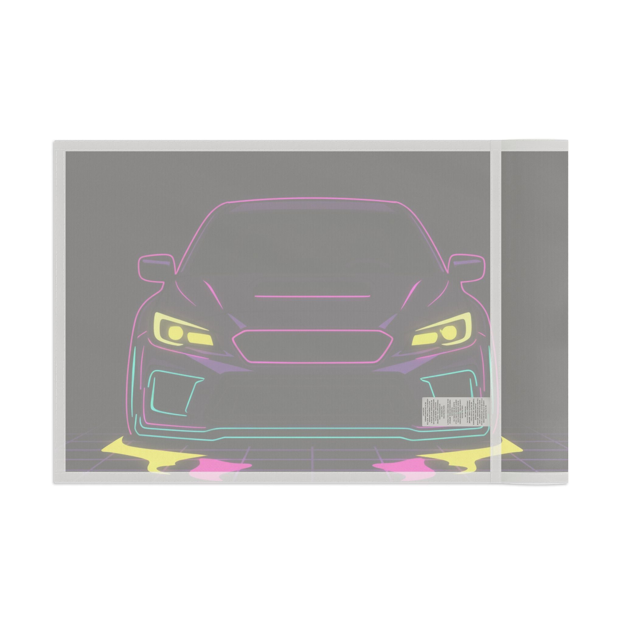 Subaru WRX STI Neon Synthwave Garage Flag