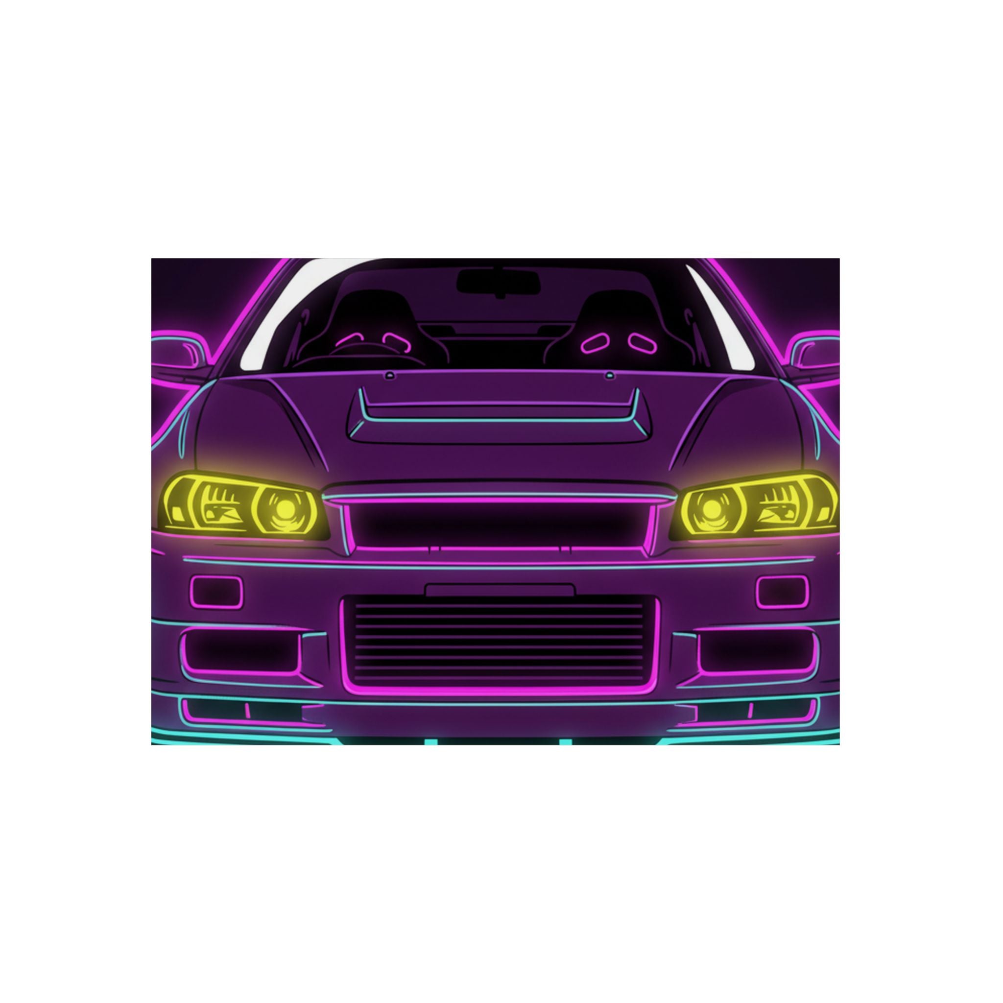 Nissan GT-R Neon Synthwave Metal Wall Sign