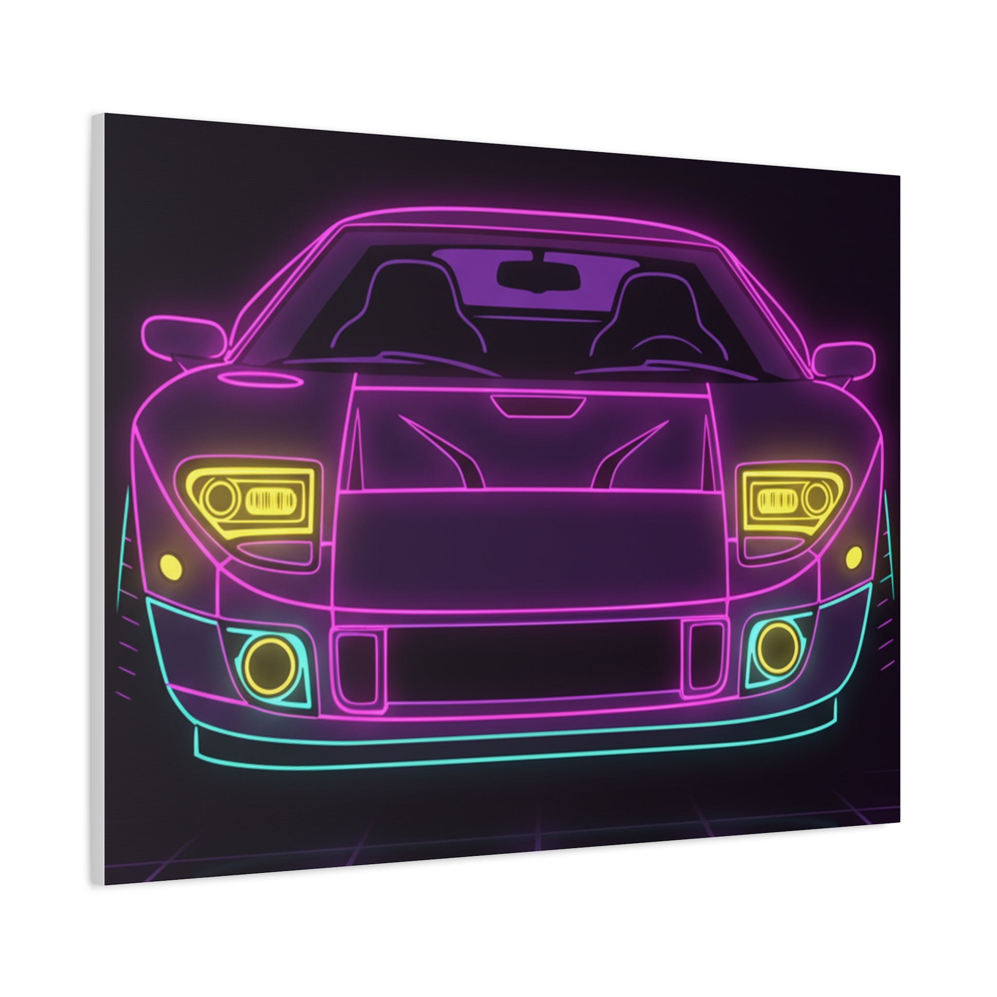 Ford GT40 (1964-69) Neon Synthwave Canvas Wall Art