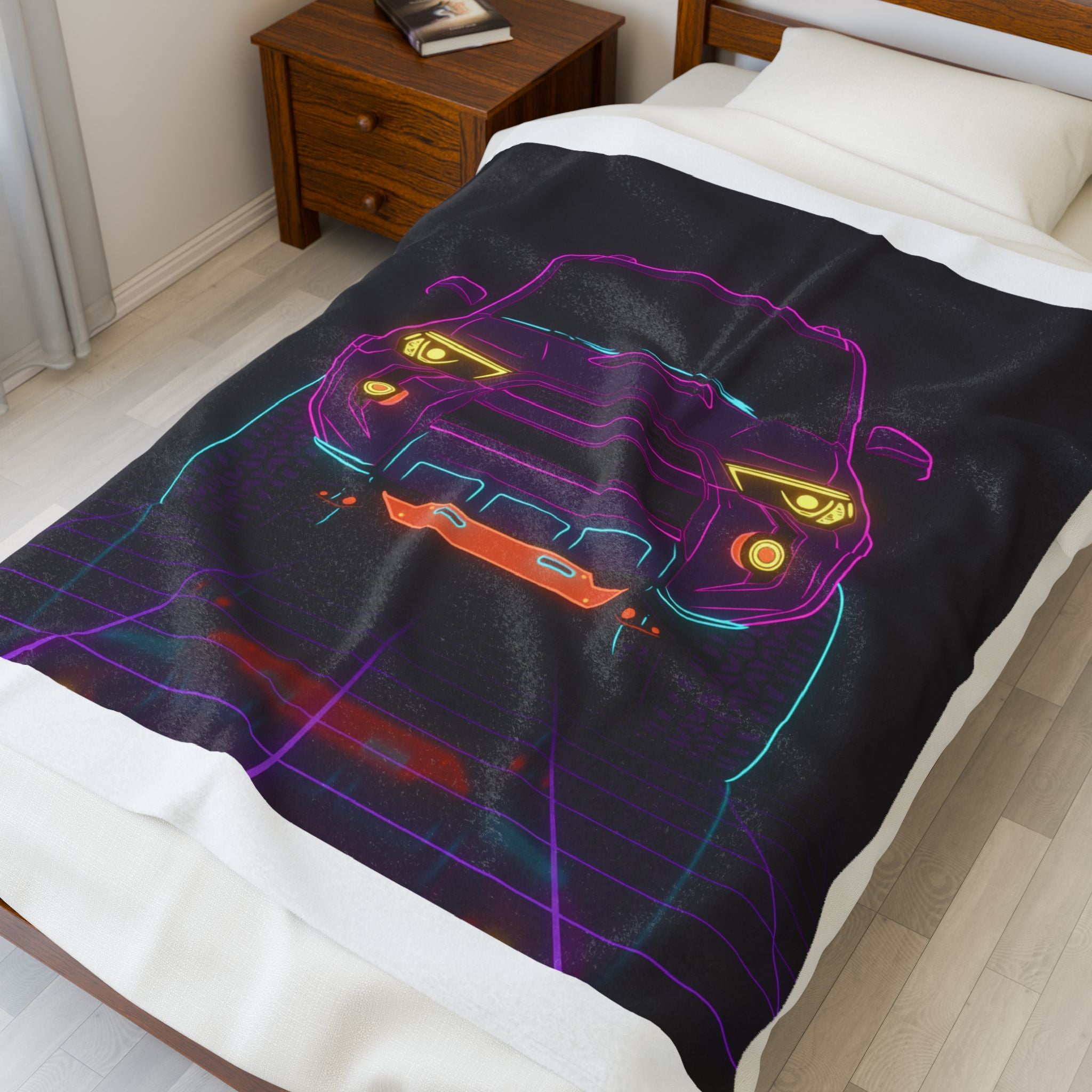 Toyota 4Runner TRD Pro Neon Synthwave Velveteen Plush Blanket