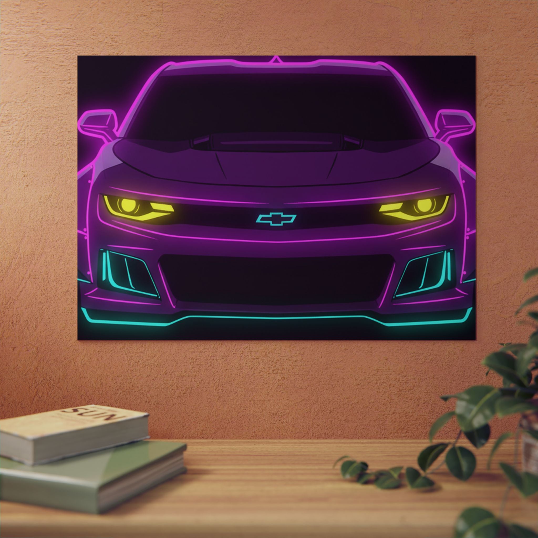 Chevrolet Camaro ZL1 Neon Synthwave Metal Wall Sign