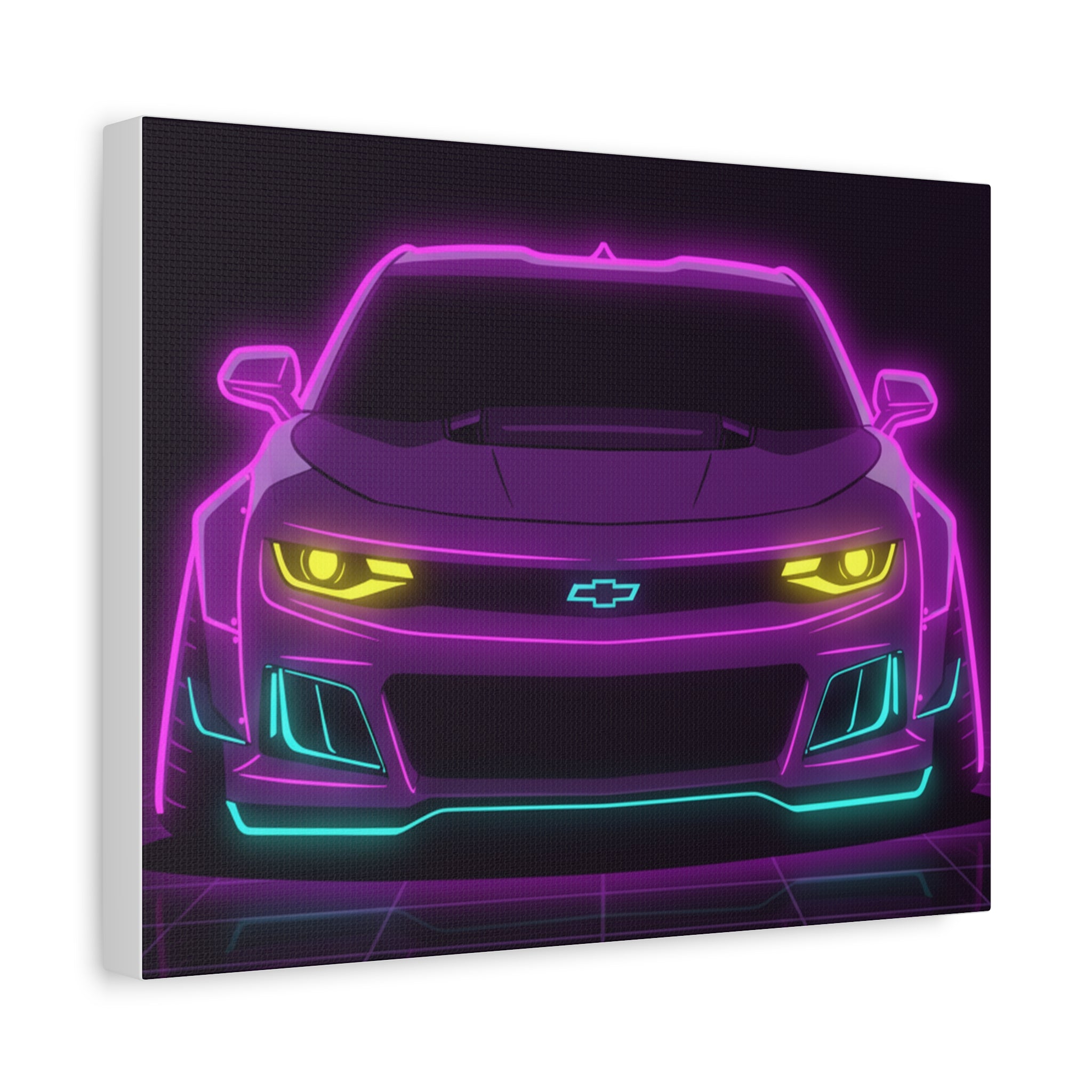 Chevrolet Camaro ZL1 Neon Synthwave Canvas Wall Art