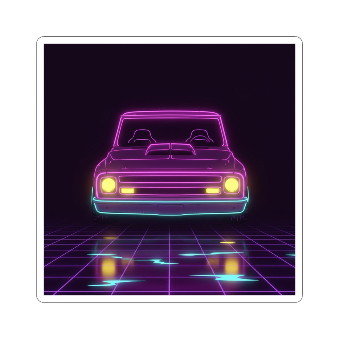 Chevy C10 Pickup (1967-72) Neon Synthwave Sticker