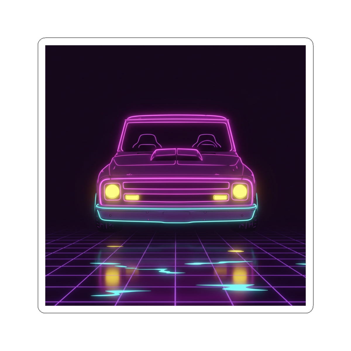 Chevy C10 Pickup (1967-72) Neon Synthwave Sticker