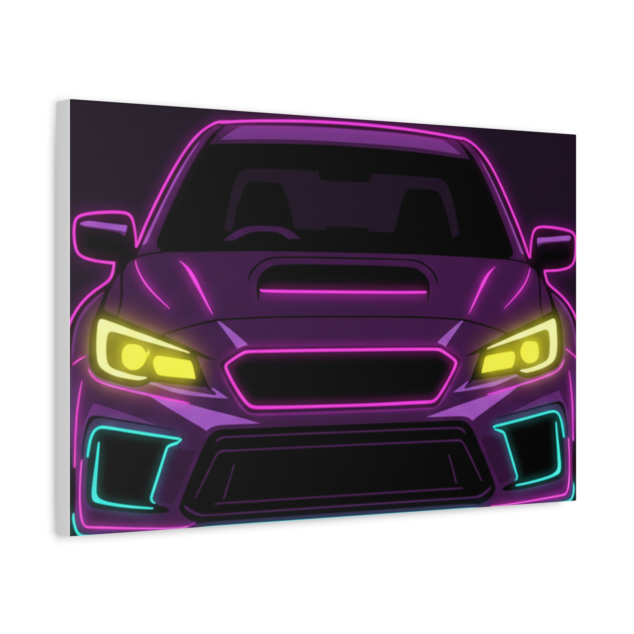 Subaru WRX STI Neon Synthwave Canvas Wall Art