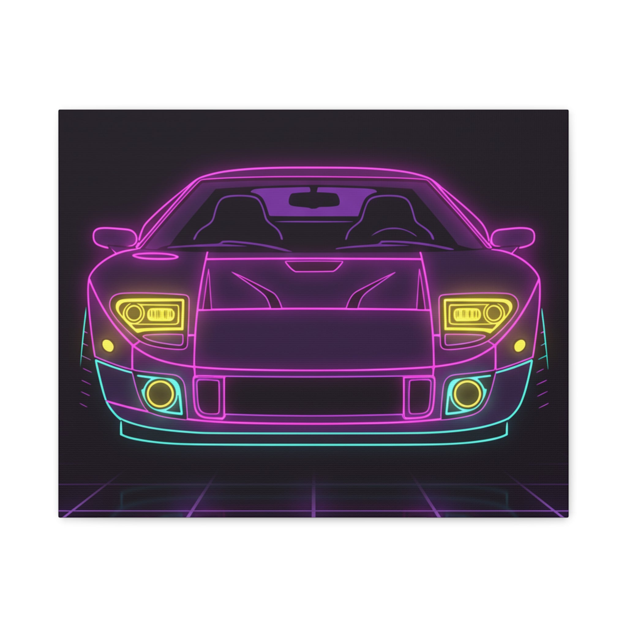 Ford GT40 (1964-69) Neon Synthwave Canvas Wall Art