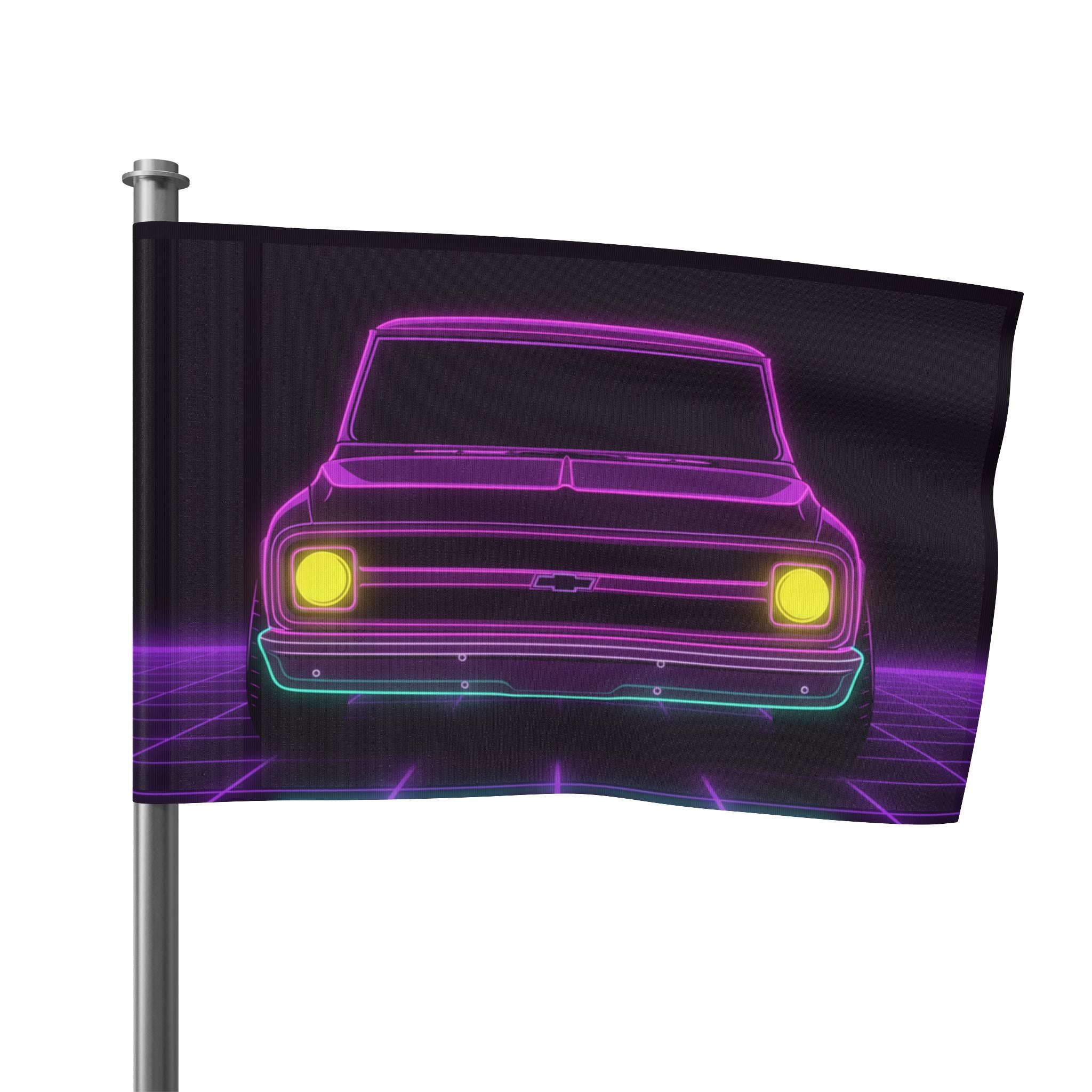 Chevy C10 Pickup (1967-72) Pro-Touring Neon Synthwave Garage Flag