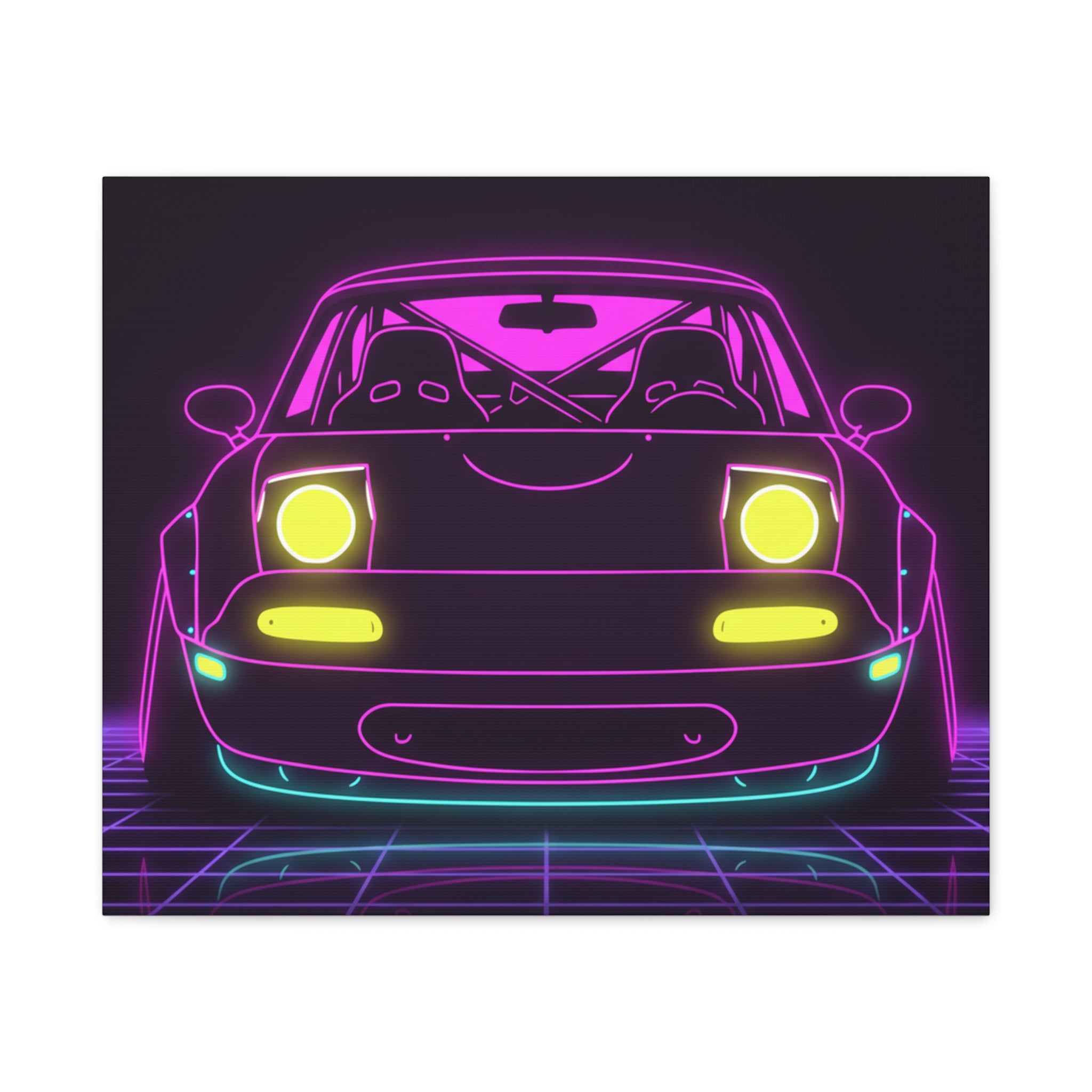Mazda Miata NA (1989-97) Neon Synthwave Canvas Wall Art