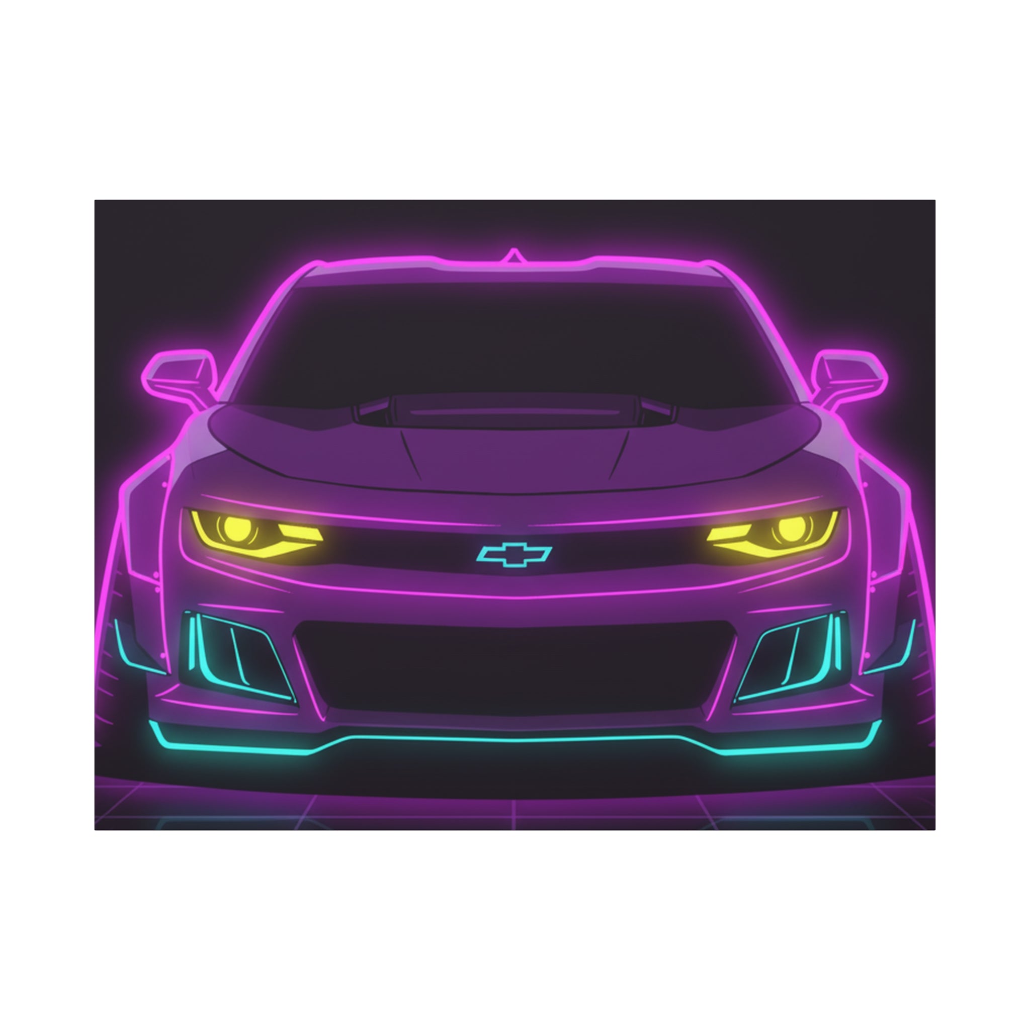 Chevrolet Camaro ZL1 Neon Synthwave Canvas Wall Art