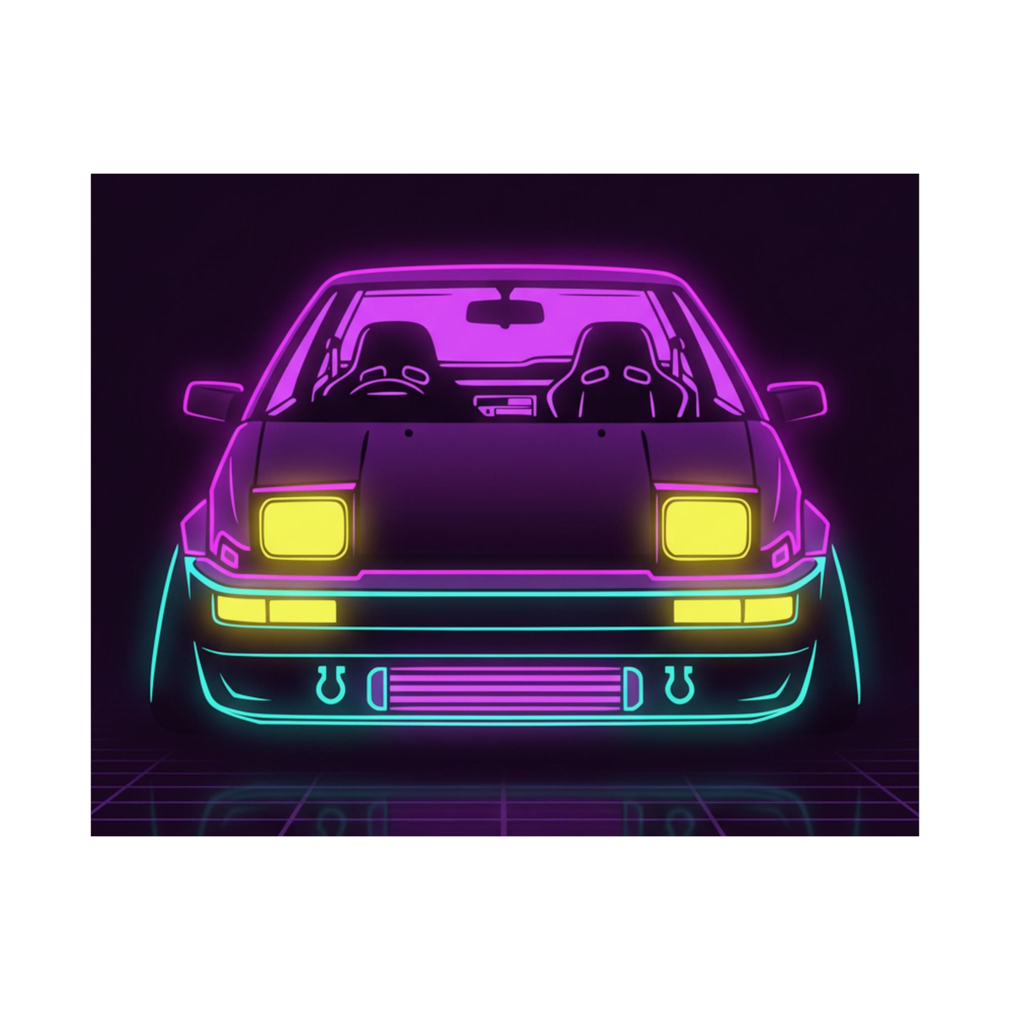 Toyota AE86 (1983-87) Neon Synthwave Poster