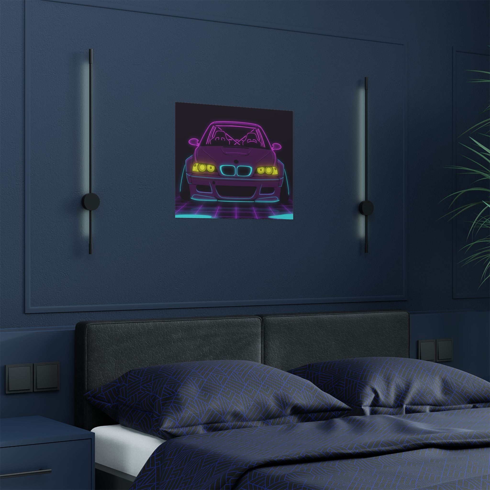 BMW E46 M3 (2000-06) Neon Synthwave Poster