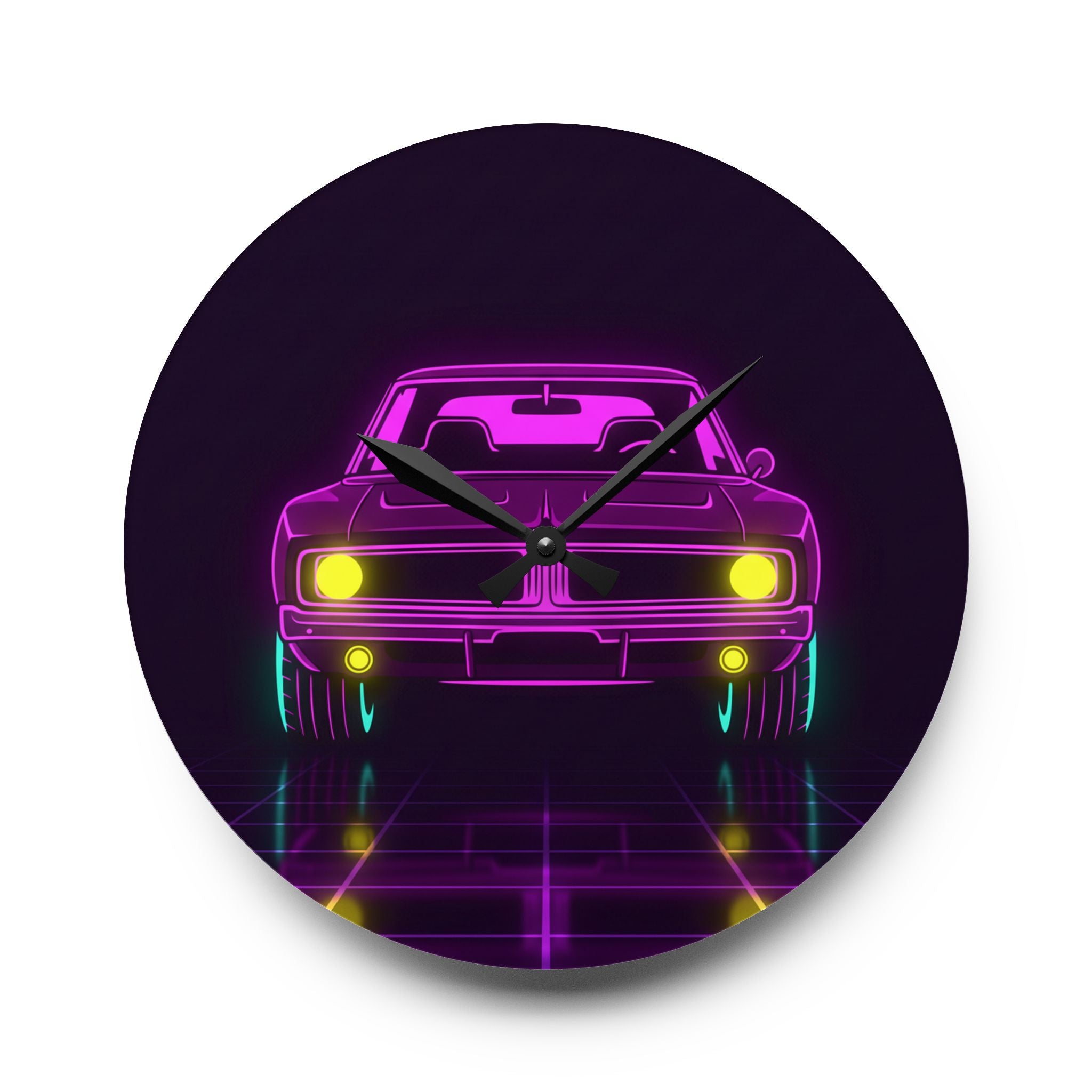 Dodge Charger R/T (1968-70) Resto-Mod Neon Synthwave Wall Clock