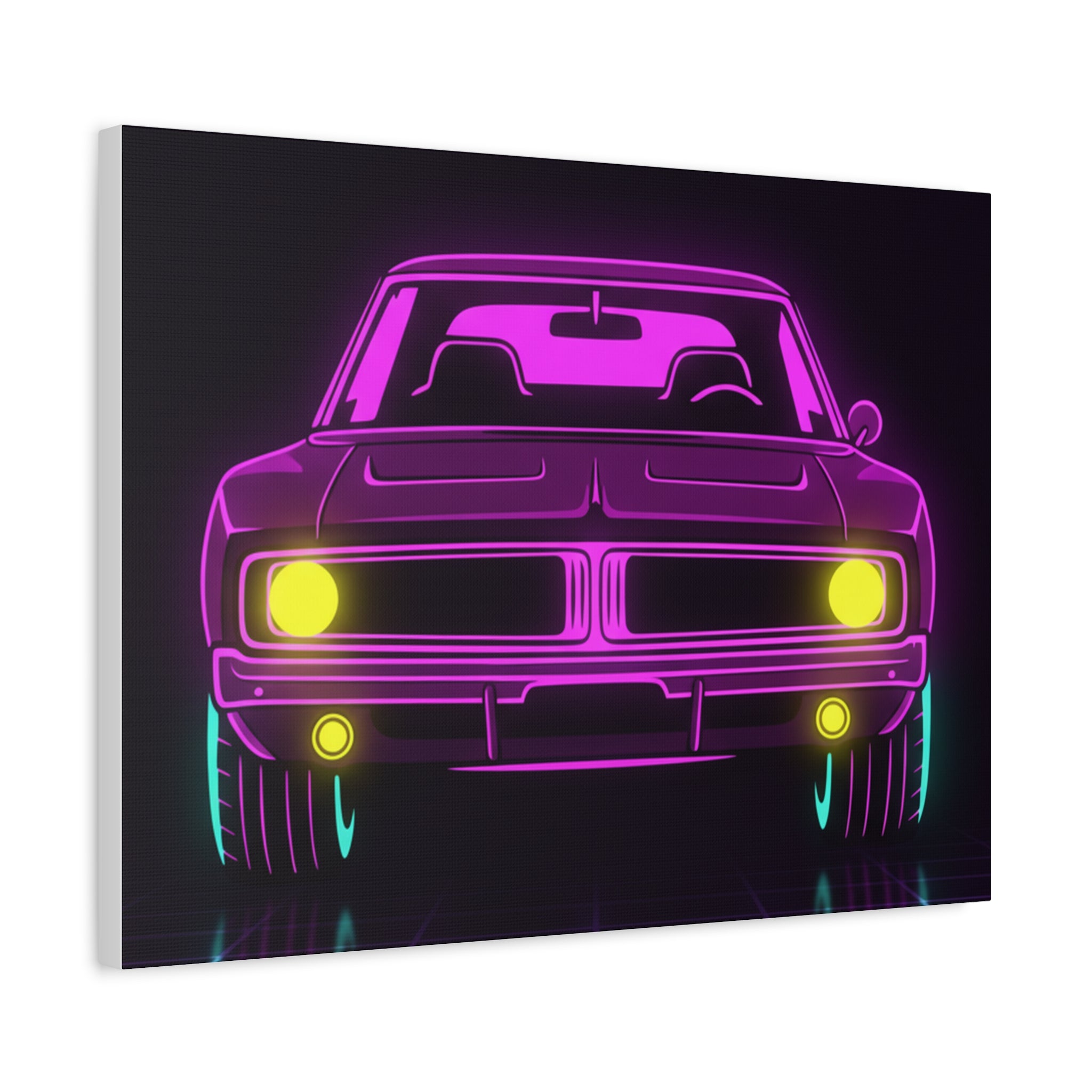 Dodge Charger R/T (1968-70) Resto-Mod Neon Synthwave Canvas Wall Art