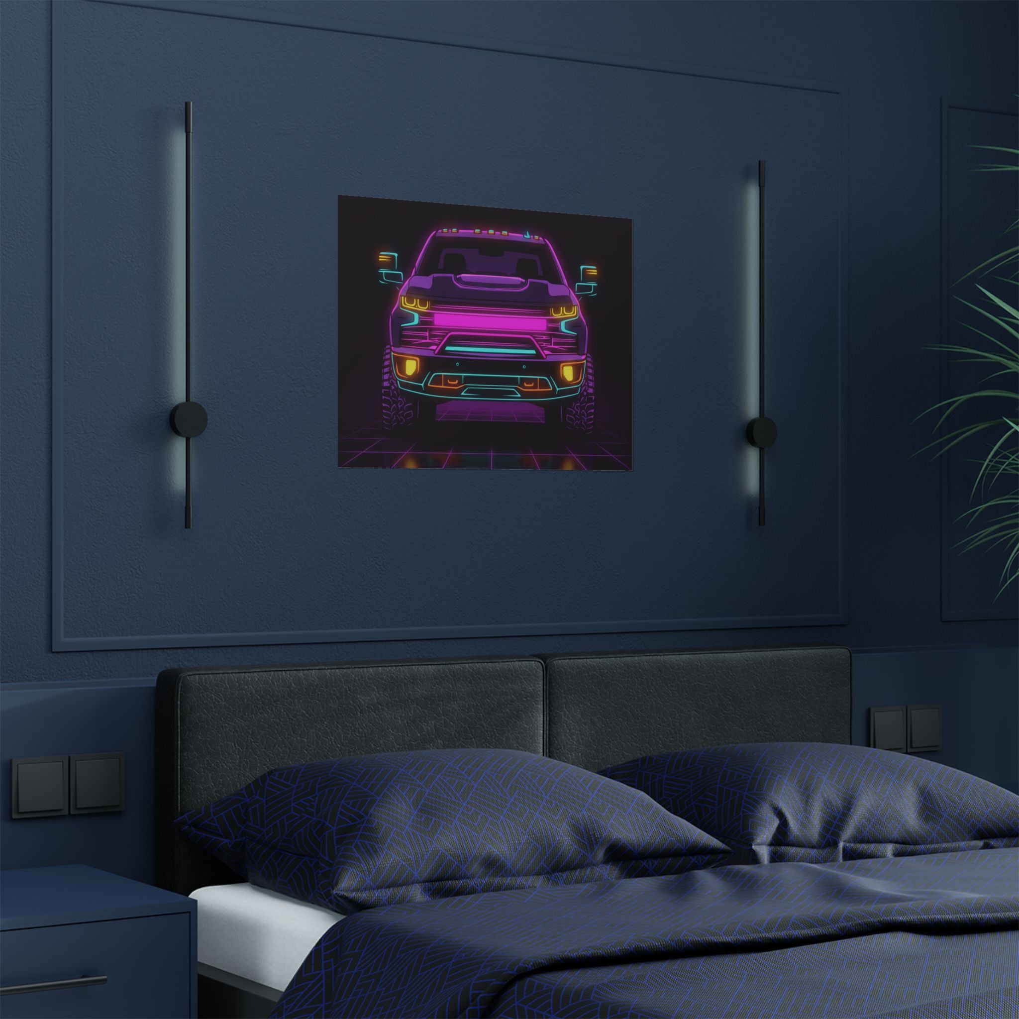 Chevy Silverado Trail Boss (2019+) Neon Synthwave Poster