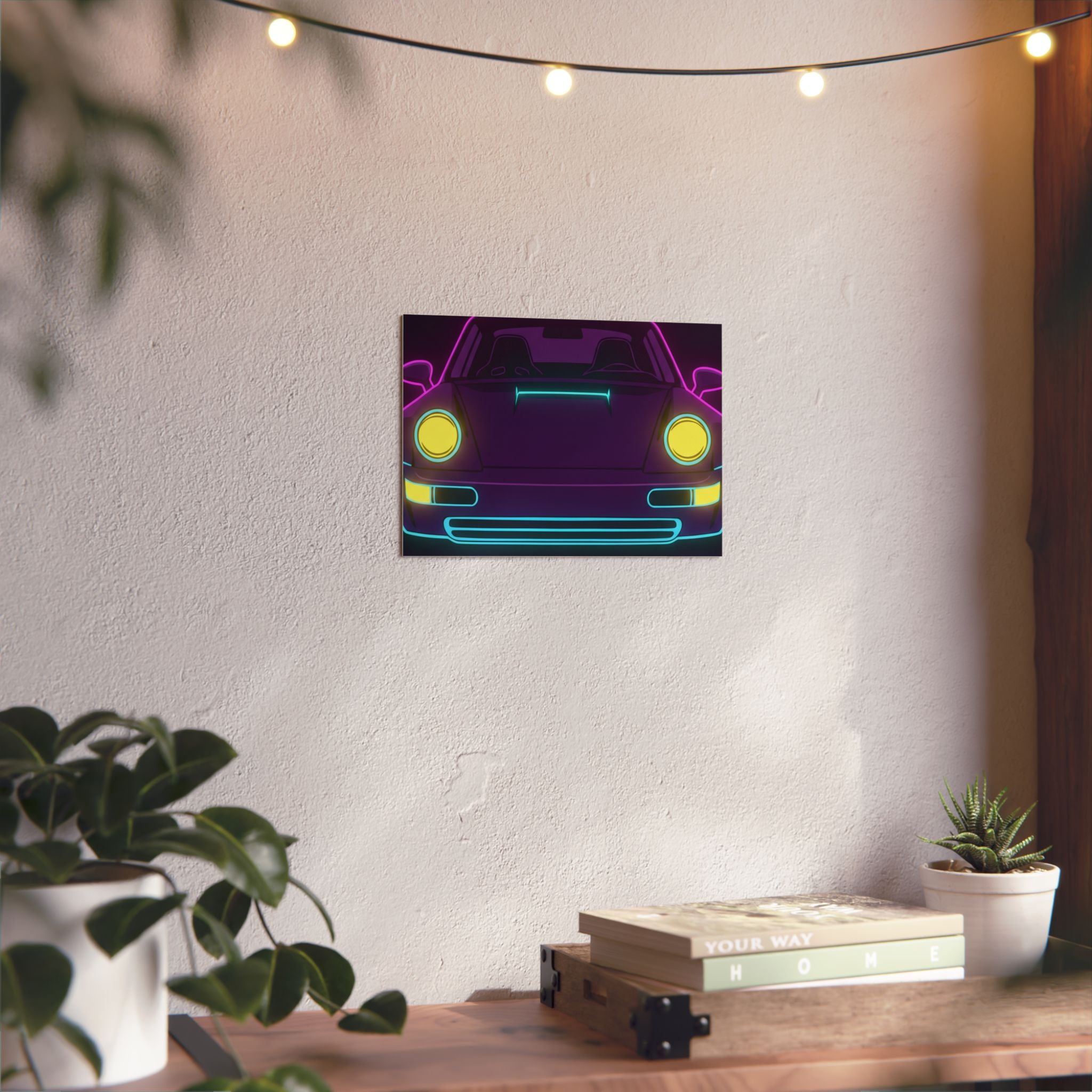Porsche 964 Singer Neon Synthwave Metal Wall Sign