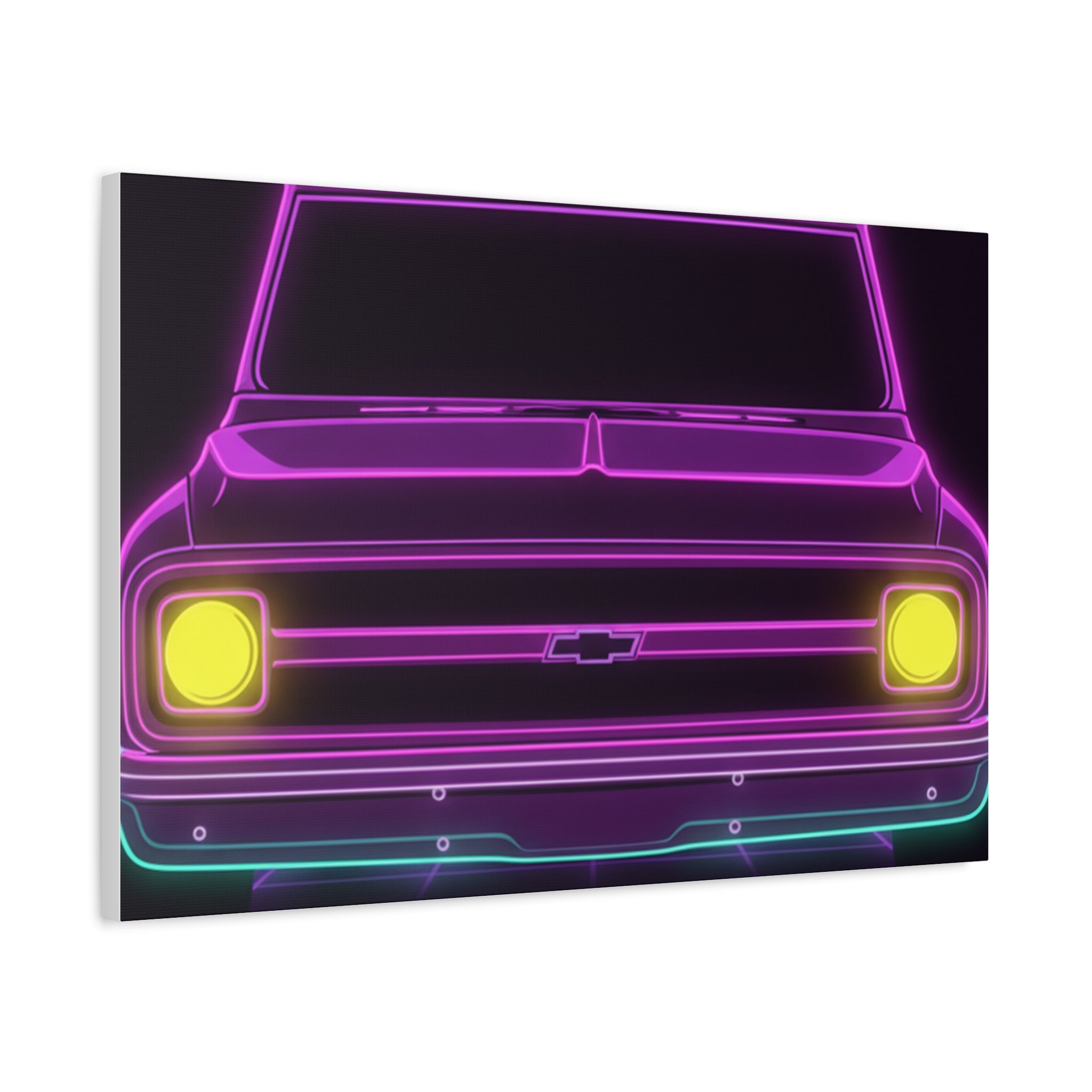 Chevy C10 Pickup (1967-72) Pro-Touring Neon Synthwave Canvas Wall Art